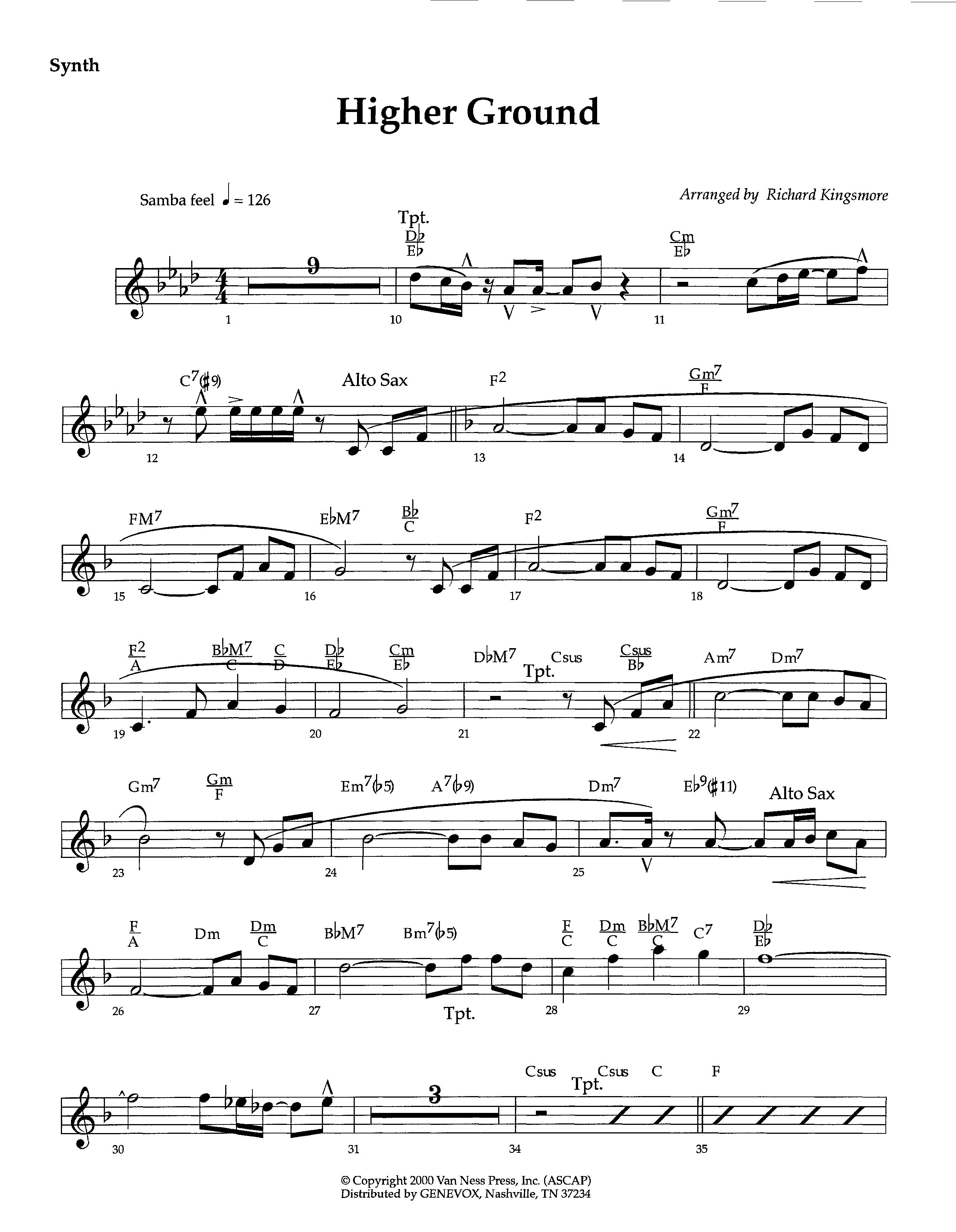 Higher Ground (Instrumental) Synth (Lifeway Worship / Arr. Richard Kingsmore)