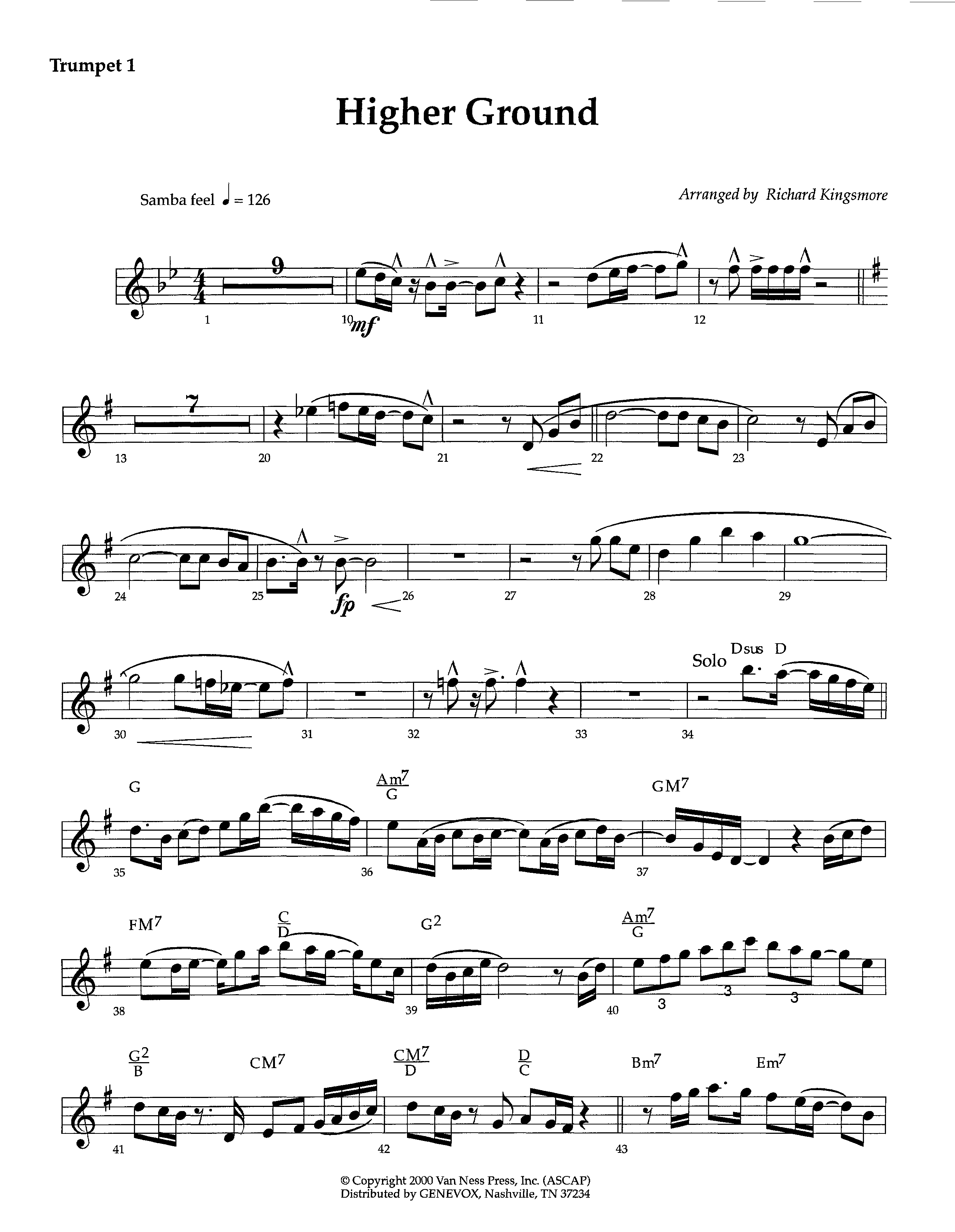 Higher Ground (Instrumental) Trumpet 1 (Lifeway Worship / Arr. Richard Kingsmore)