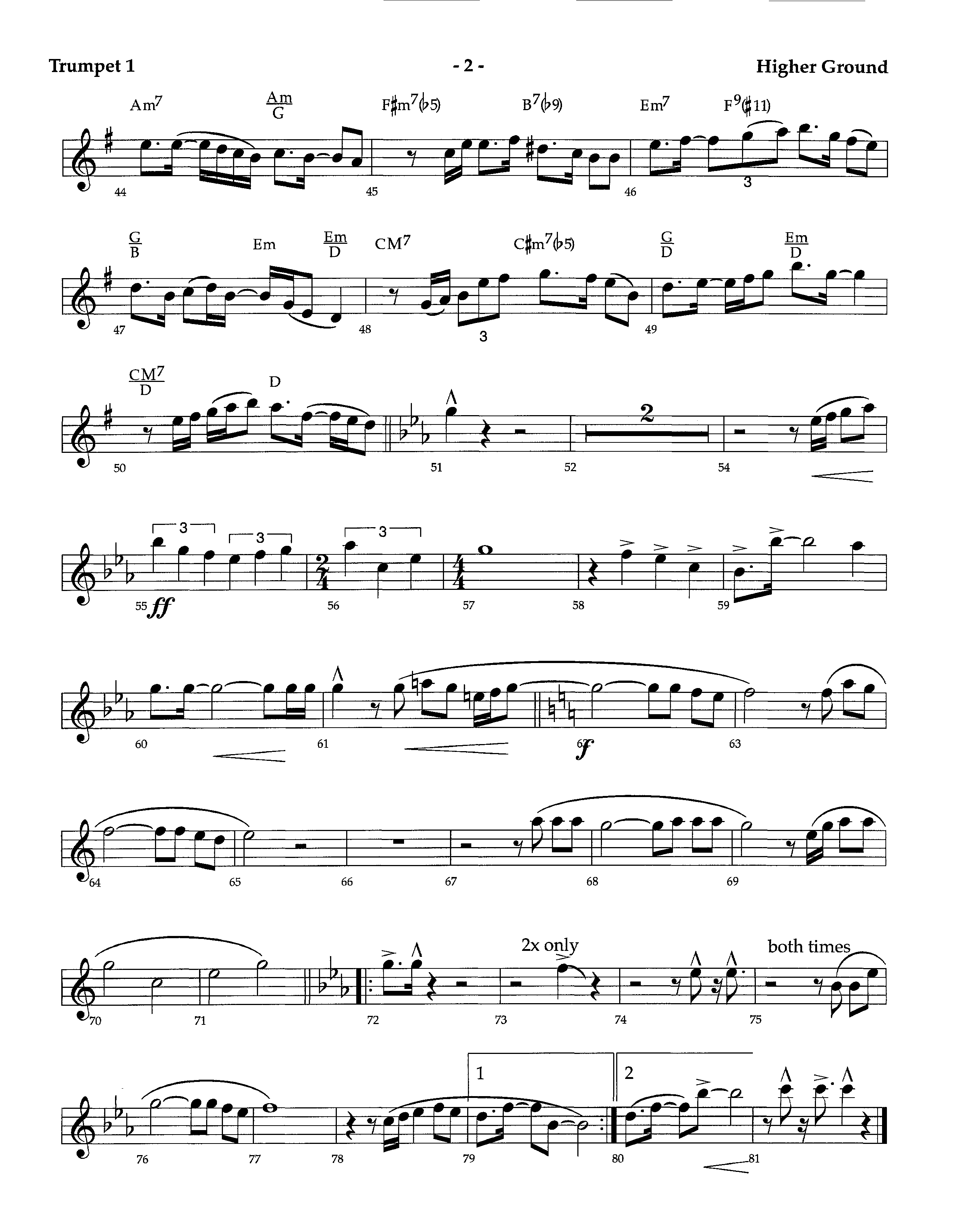 Higher Ground (Instrumental) Trumpet 1 (Lifeway Worship / Arr. Richard Kingsmore)