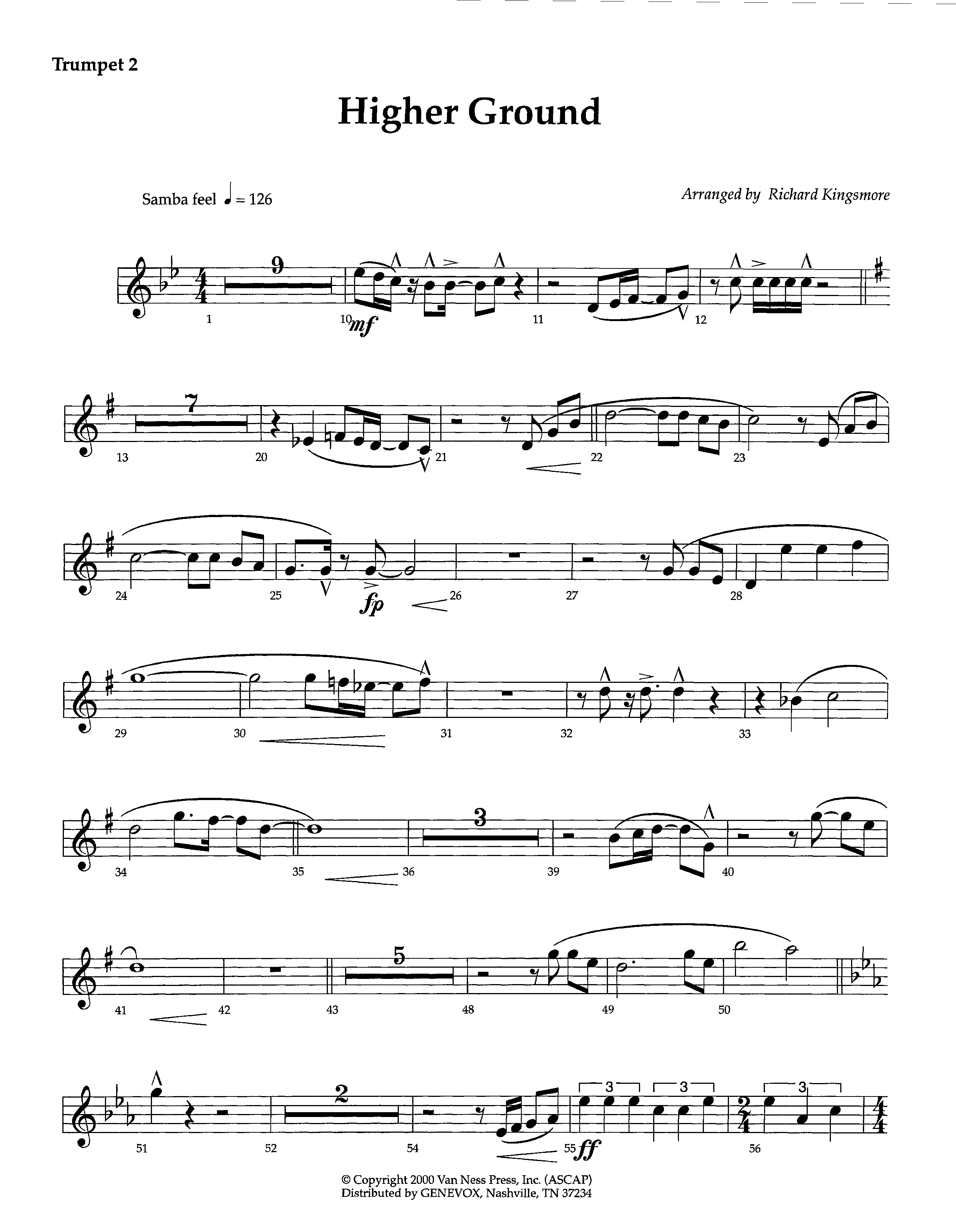 Higher Ground (Instrumental) Trumpet 2 (Lifeway Worship / Arr. Richard Kingsmore)