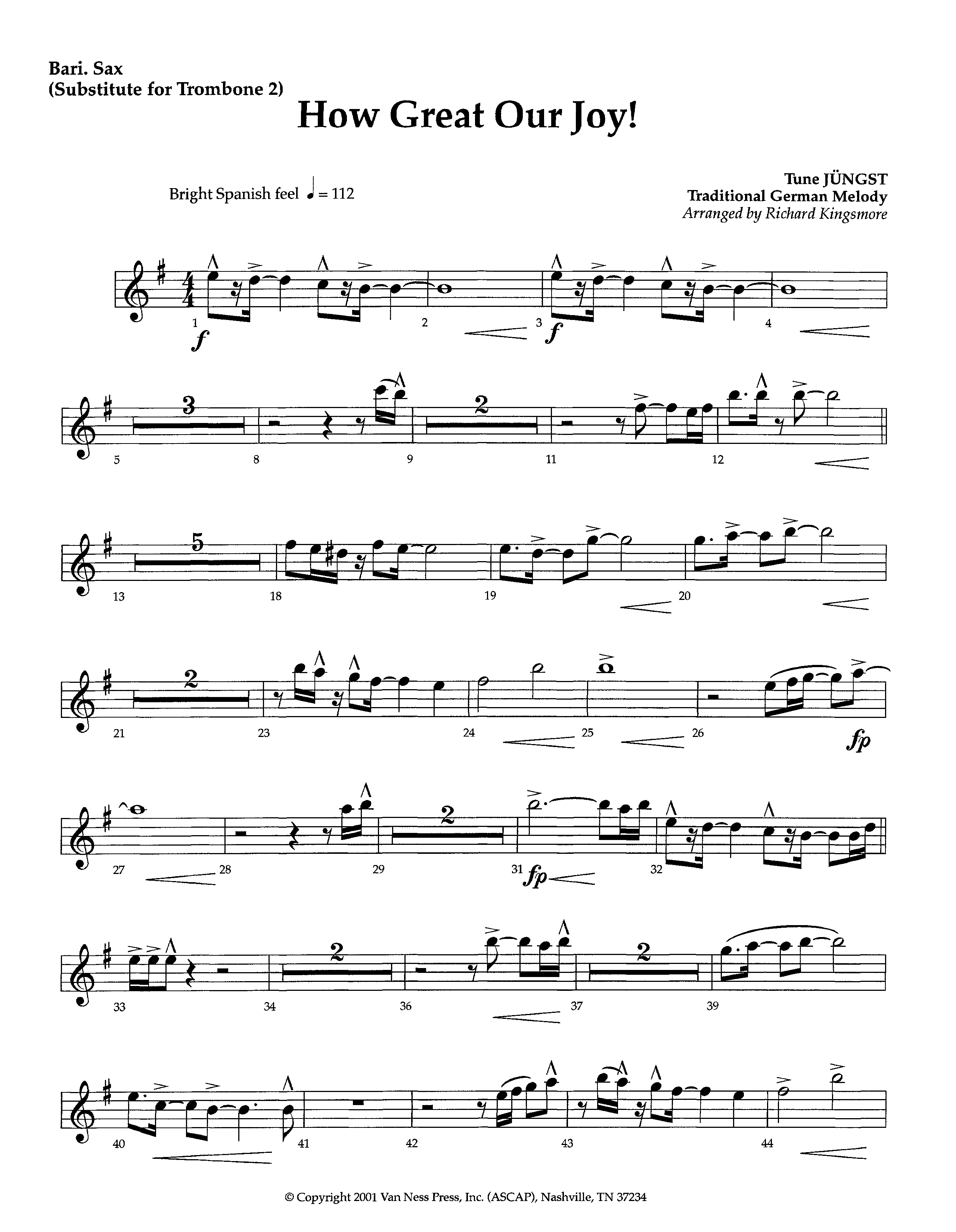 How Great Our Joy (Instrumental) Bari Sax (Lifeway Worship / Arr. Richard Kingsmore)