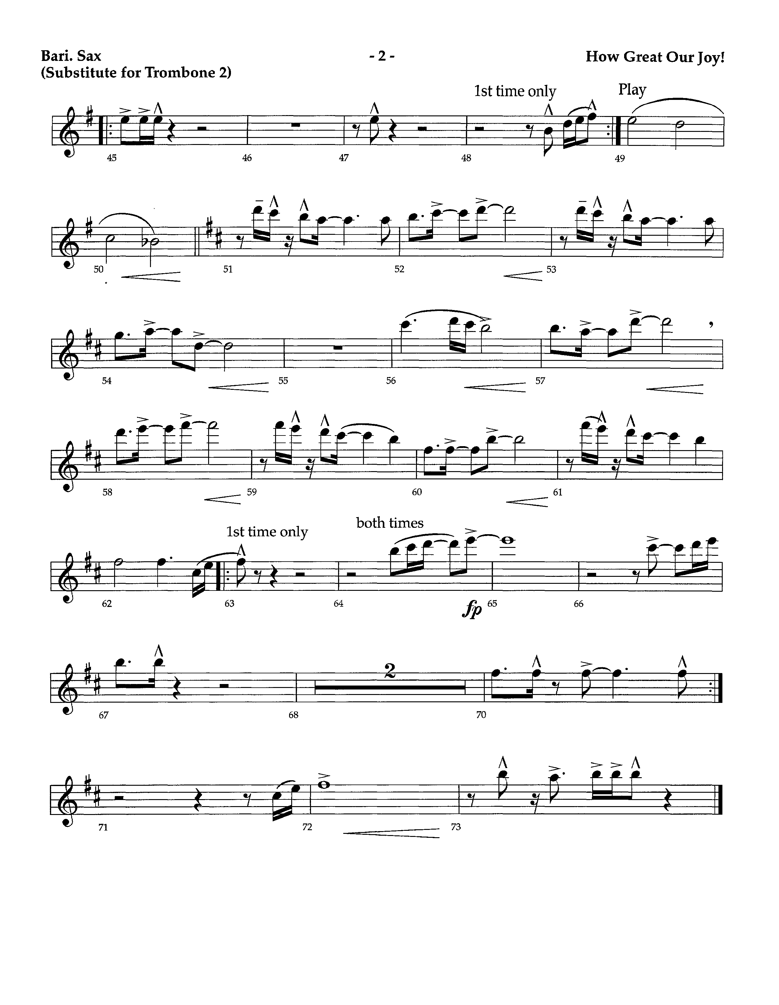 How Great Our Joy (Instrumental) Bari Sax (Lifeway Worship / Arr. Richard Kingsmore)