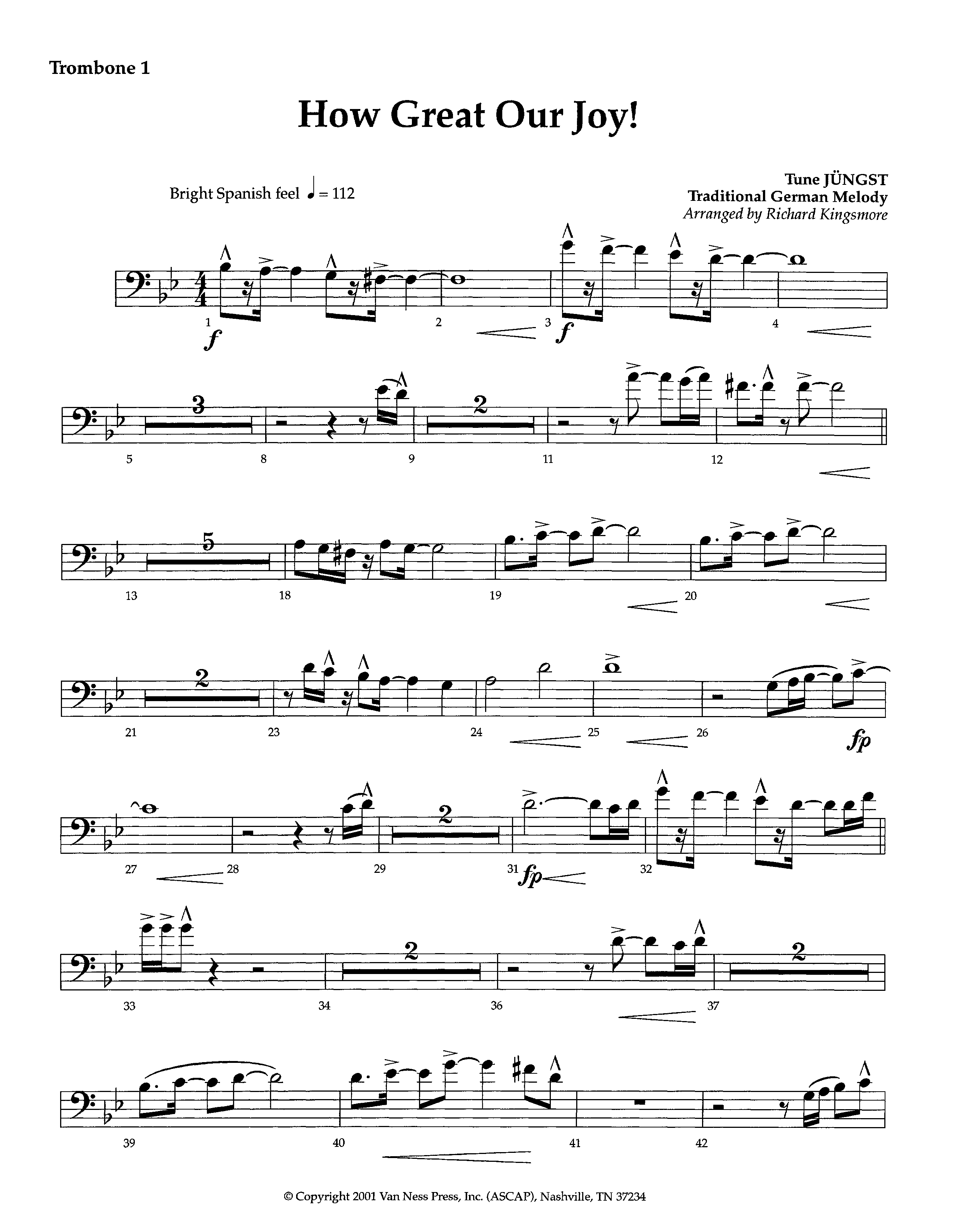 How Great Our Joy (Instrumental) Trombone 1 (Lifeway Worship / Arr. Richard Kingsmore)