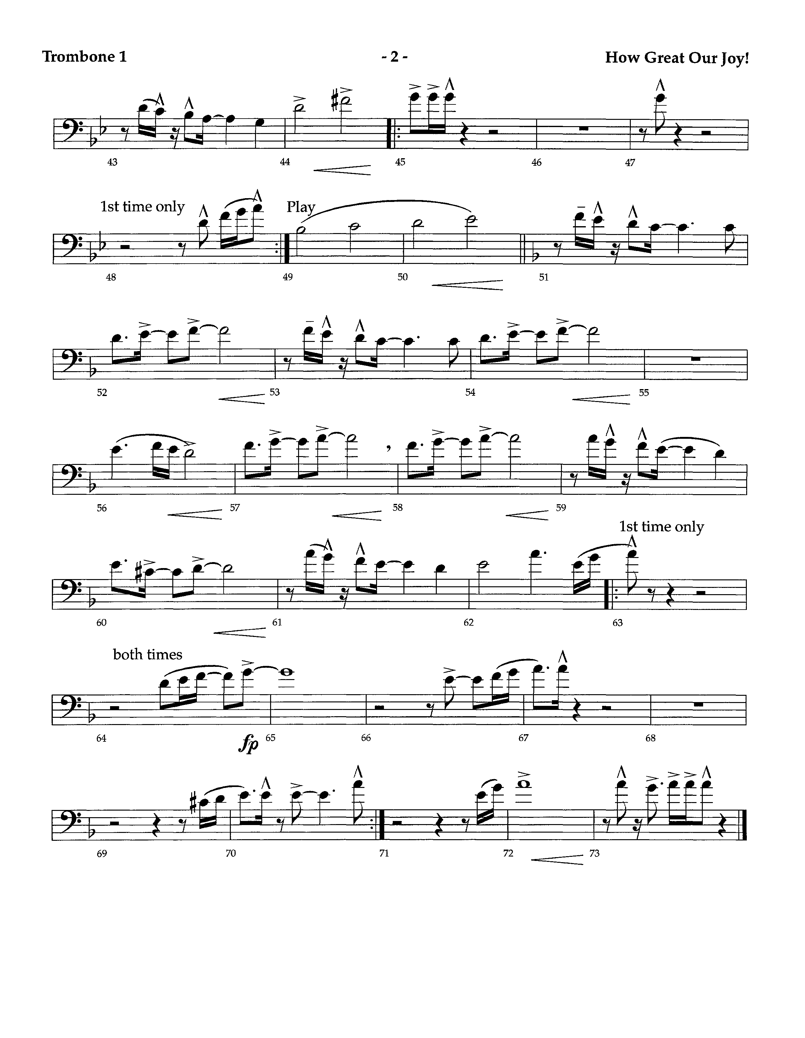 How Great Our Joy (Instrumental) Trombone 1 (Lifeway Worship / Arr. Richard Kingsmore)