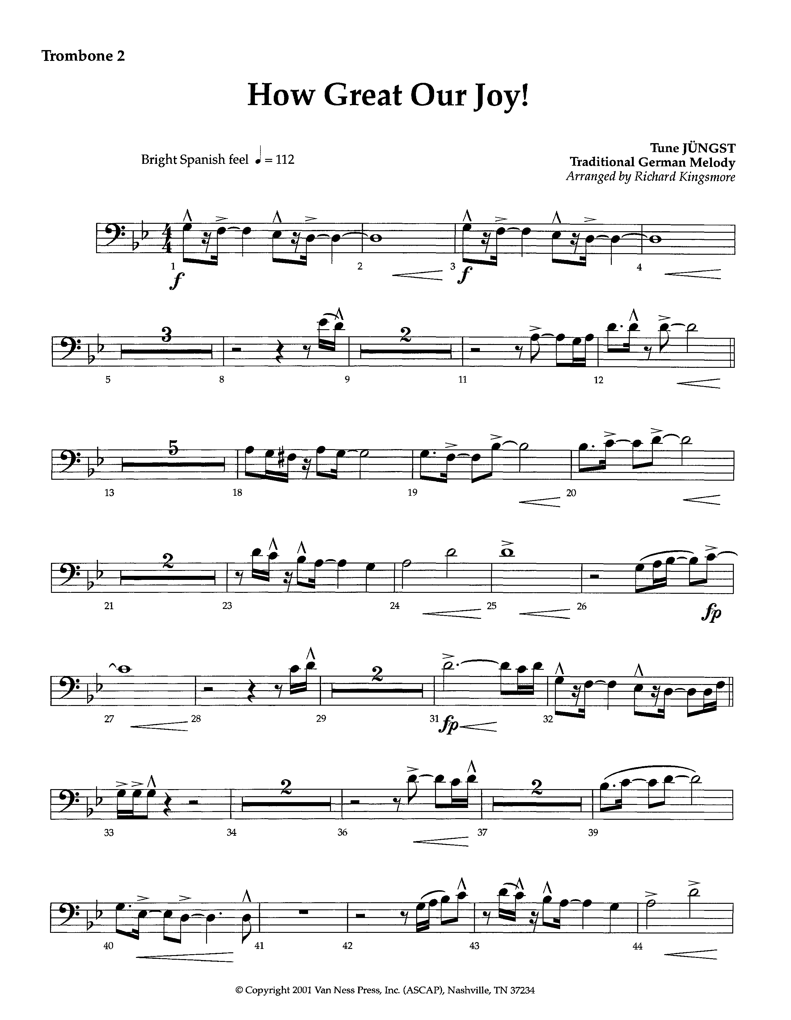 How Great Our Joy (Instrumental) Trombone 2 (Lifeway Worship / Arr. Richard Kingsmore)