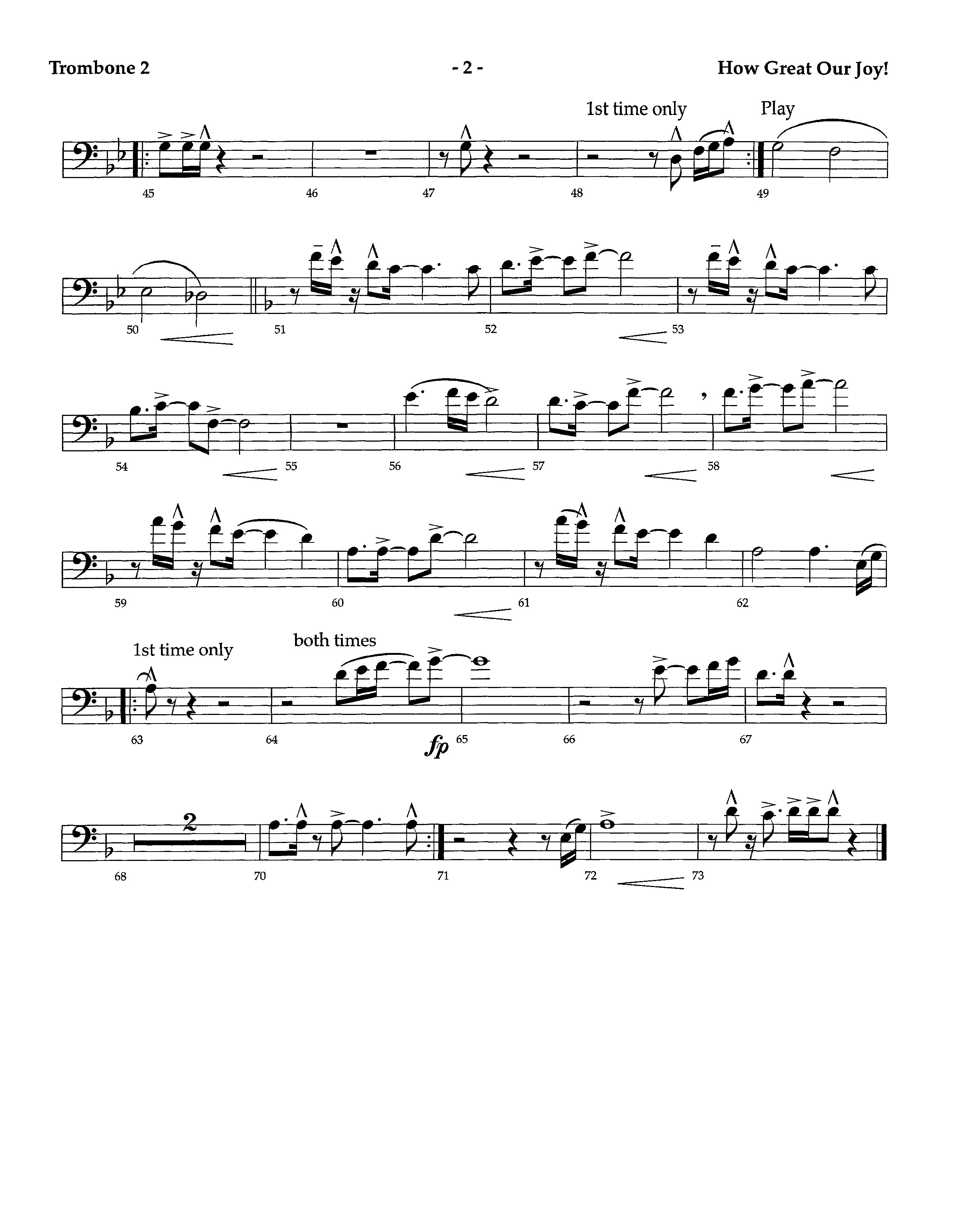 How Great Our Joy (Instrumental) Trombone 2 (Lifeway Worship / Arr. Richard Kingsmore)