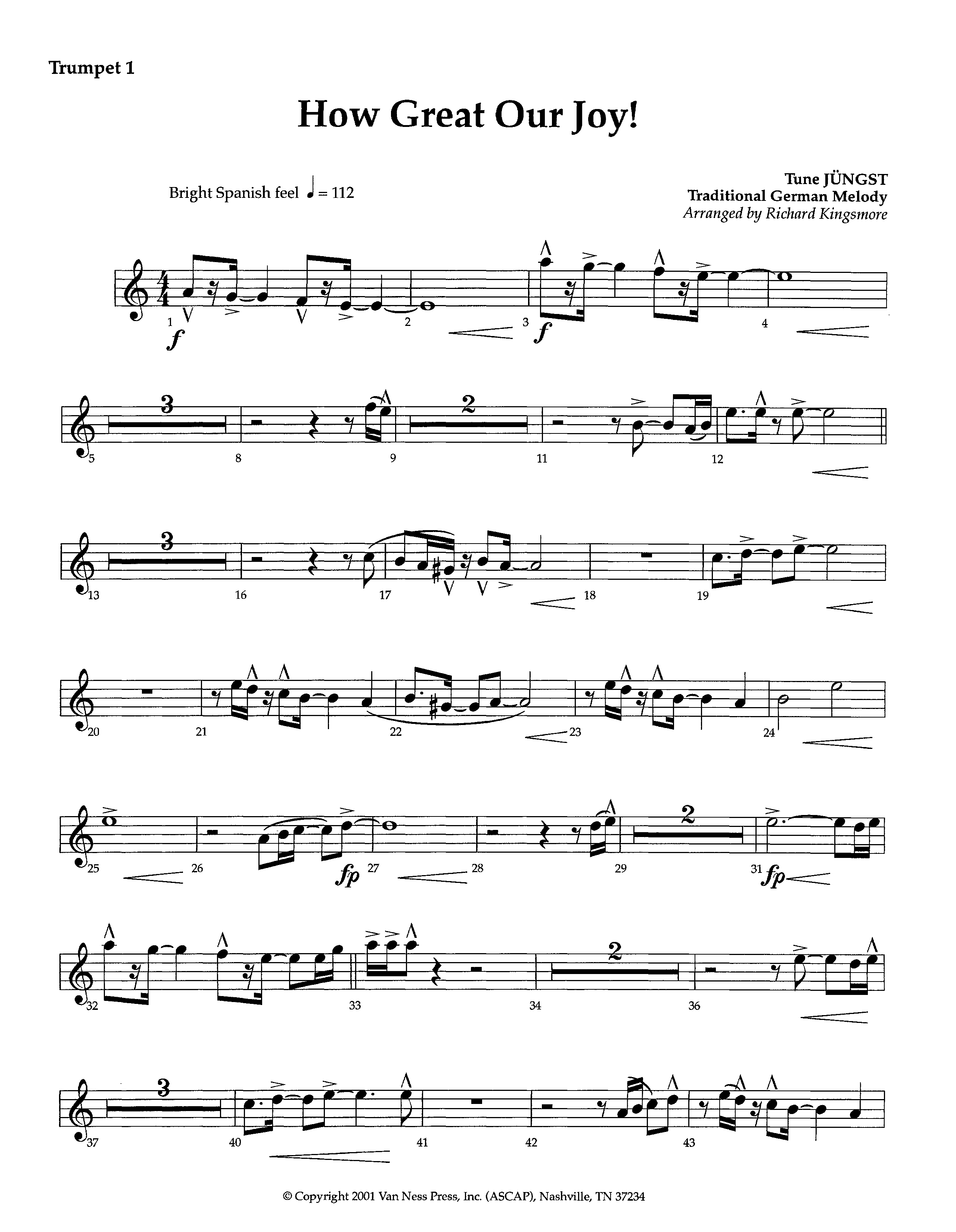 How Great Our Joy (Instrumental) Trumpet 1 (Lifeway Worship / Arr. Richard Kingsmore)