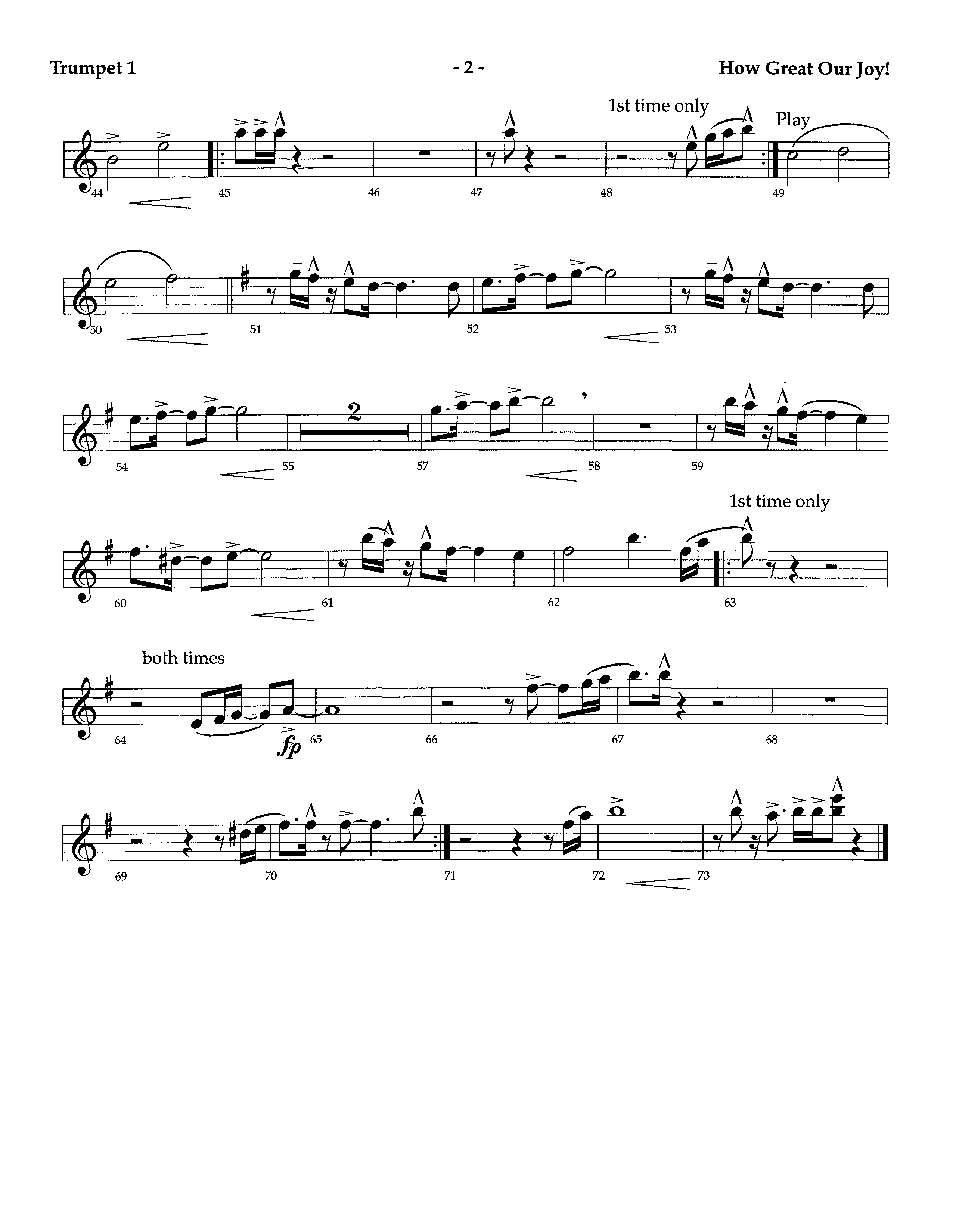 How Great Our Joy (Instrumental) Trumpet 1 (Lifeway Worship / Arr. Richard Kingsmore)