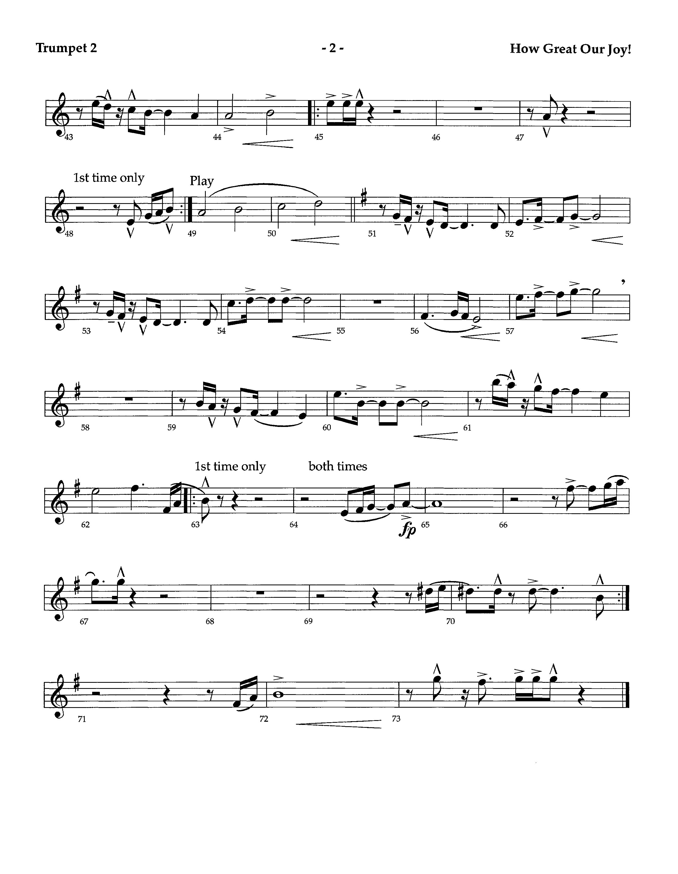 How Great Our Joy (Instrumental) Trumpet 2 (Lifeway Worship / Arr. Richard Kingsmore)