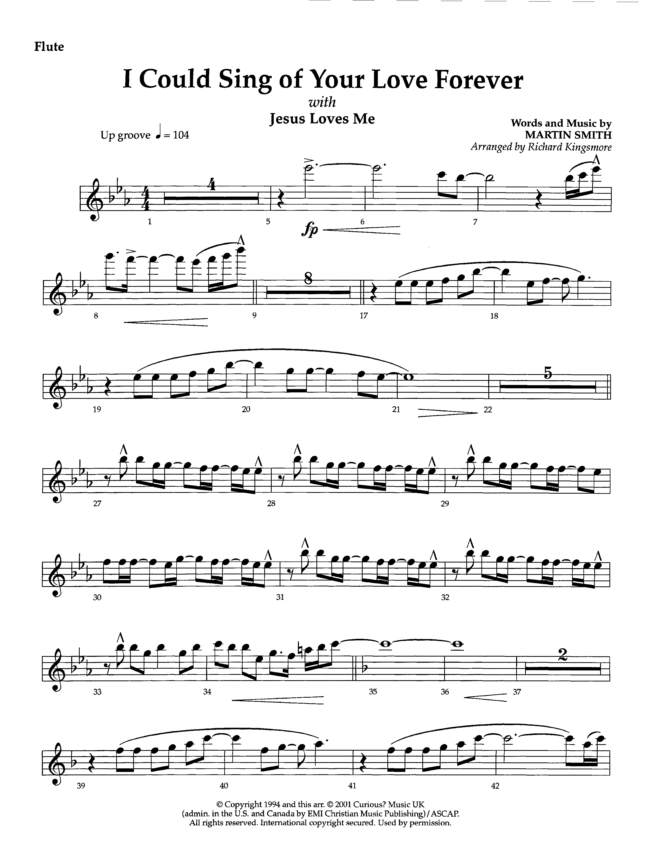 I Could Sing Of Your Love Forever (with Jesus Loves Me) (Instrumental) Flute (Lifeway Worship / Arr. Richard Kingsmore)