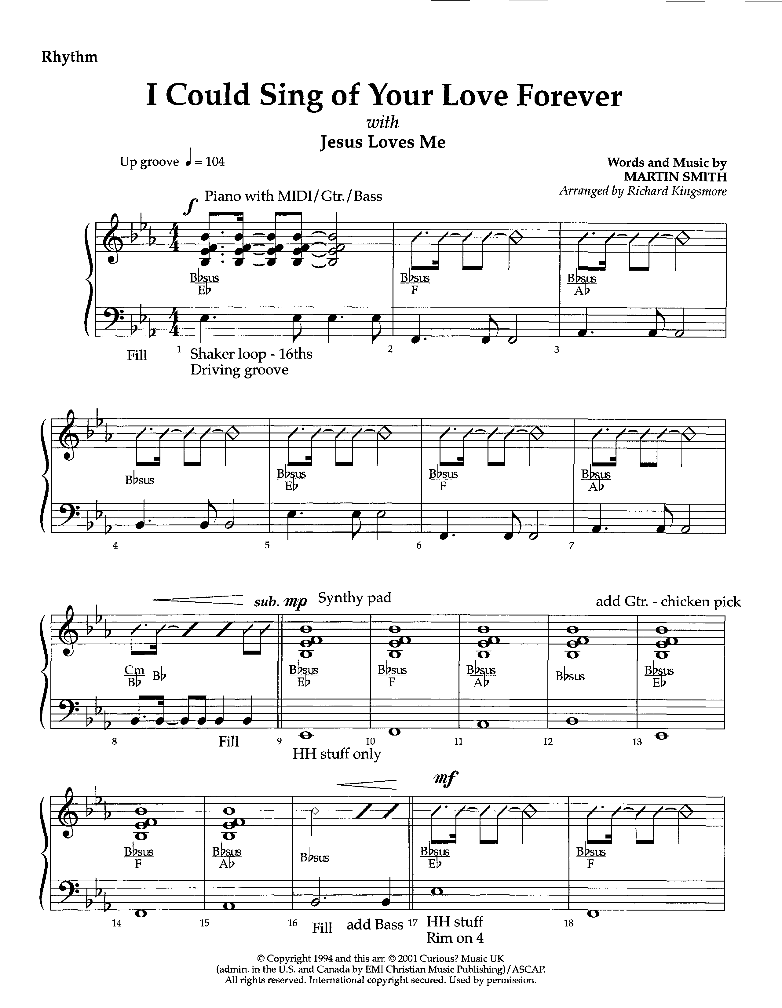 I Could Sing Of Your Love Forever (with Jesus Loves Me) (Instrumental) Rhythm Chart (Lifeway Worship / Arr. Richard Kingsmore)