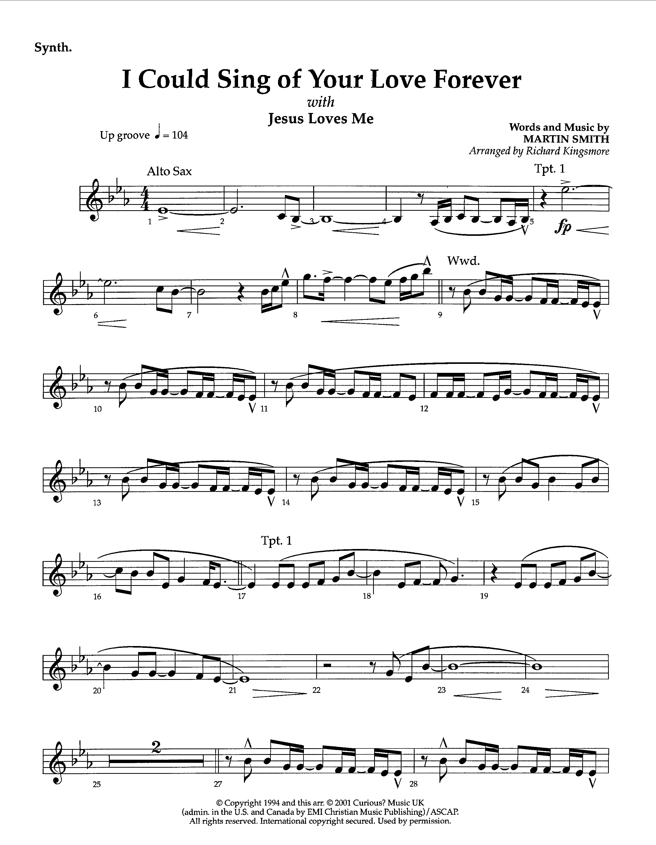 I Could Sing Of Your Love Forever (with Jesus Loves Me) (Instrumental) Synth (Lifeway Worship / Arr. Richard Kingsmore)