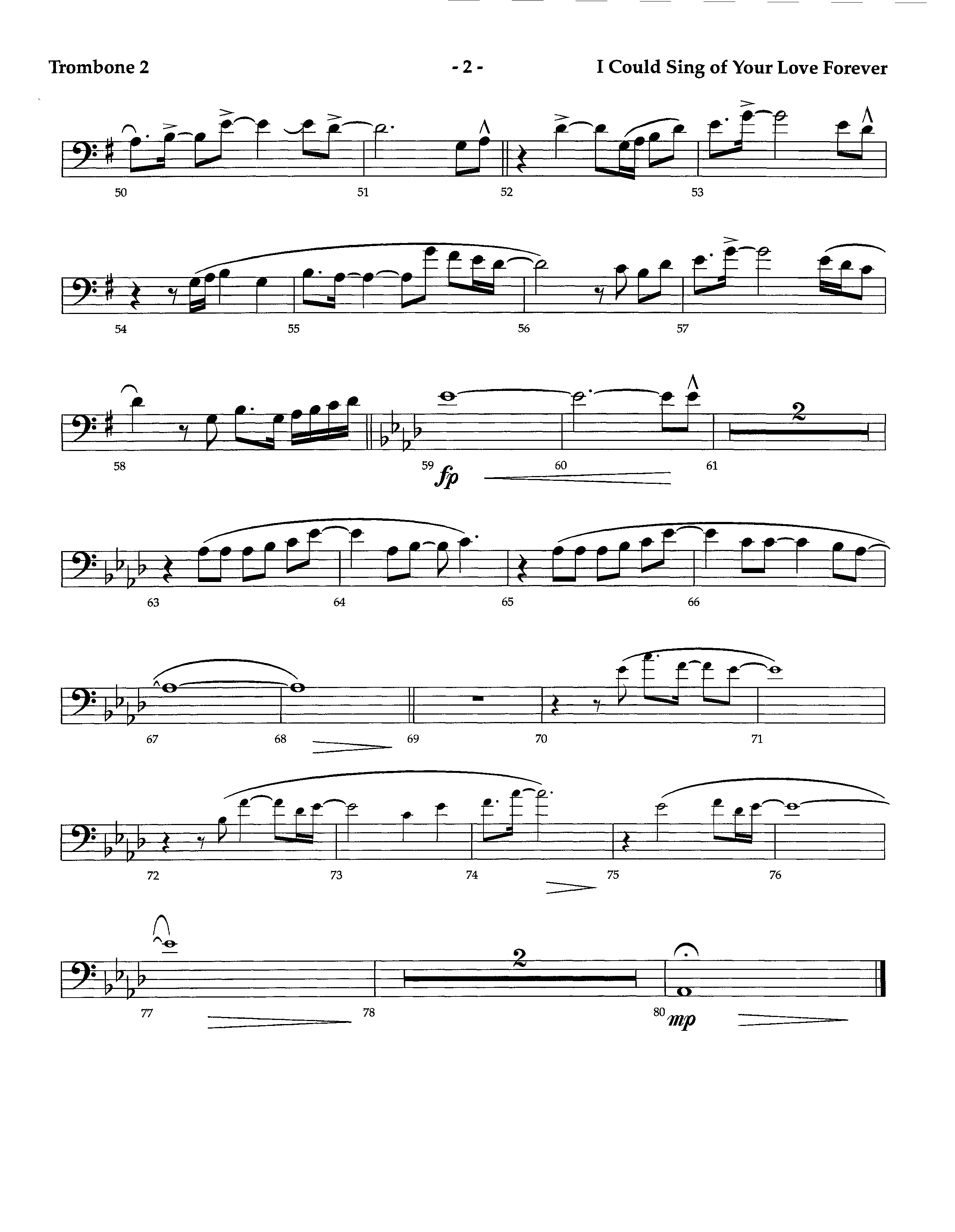I Could Sing Of Your Love Forever (with Jesus Loves Me) (Instrumental) Trombone 2 (Lifeway Worship / Arr. Richard Kingsmore)