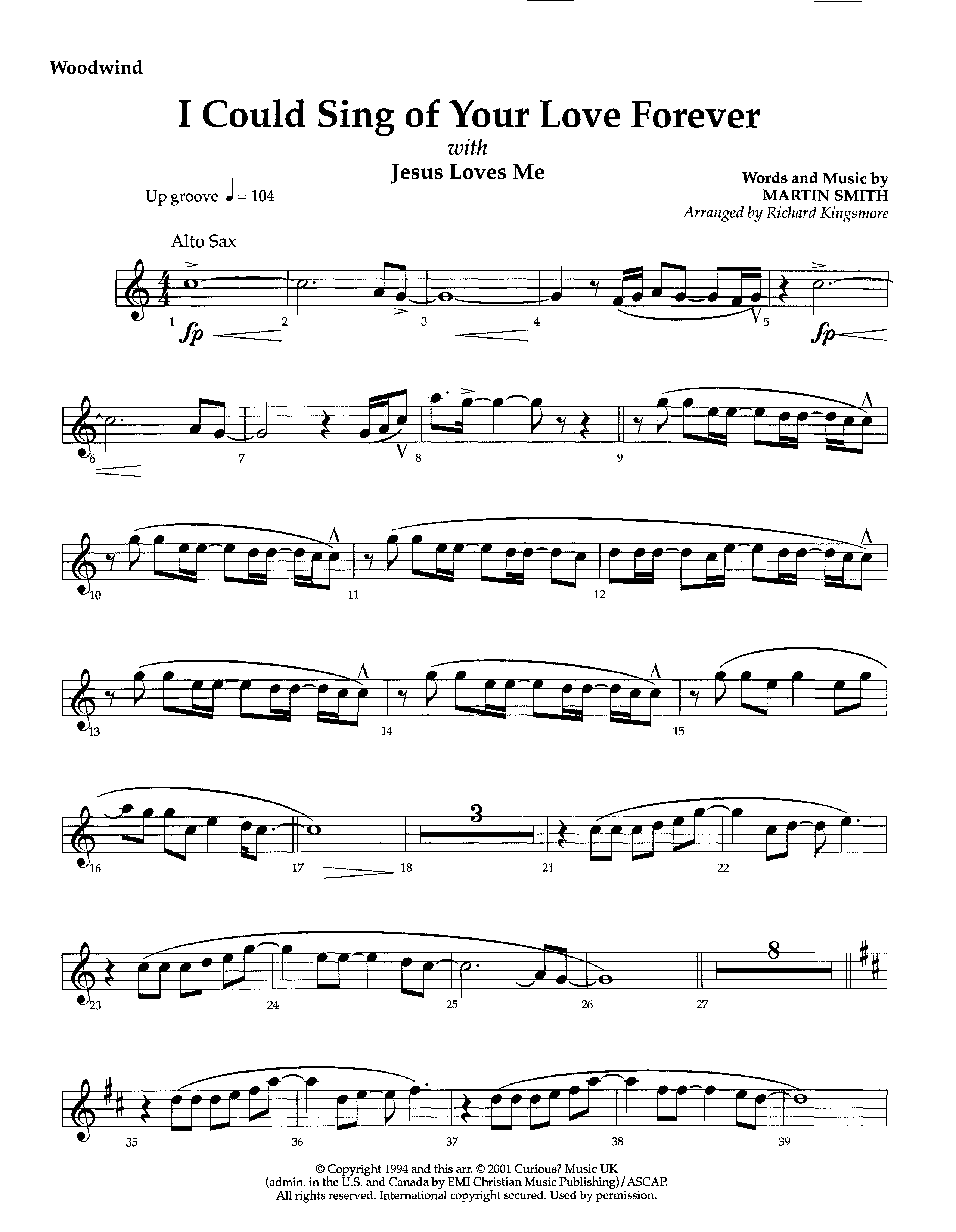 I Could Sing Of Your Love Forever (with Jesus Loves Me) (Instrumental) Winds (Lifeway Worship / Arr. Richard Kingsmore)