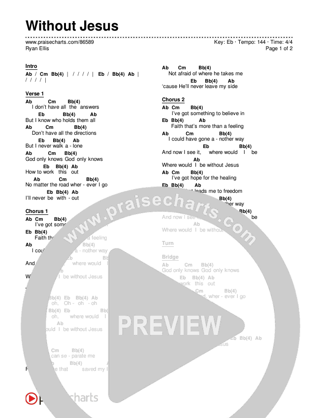 Without Jesus Chords & Lyrics (Ryan Ellis)