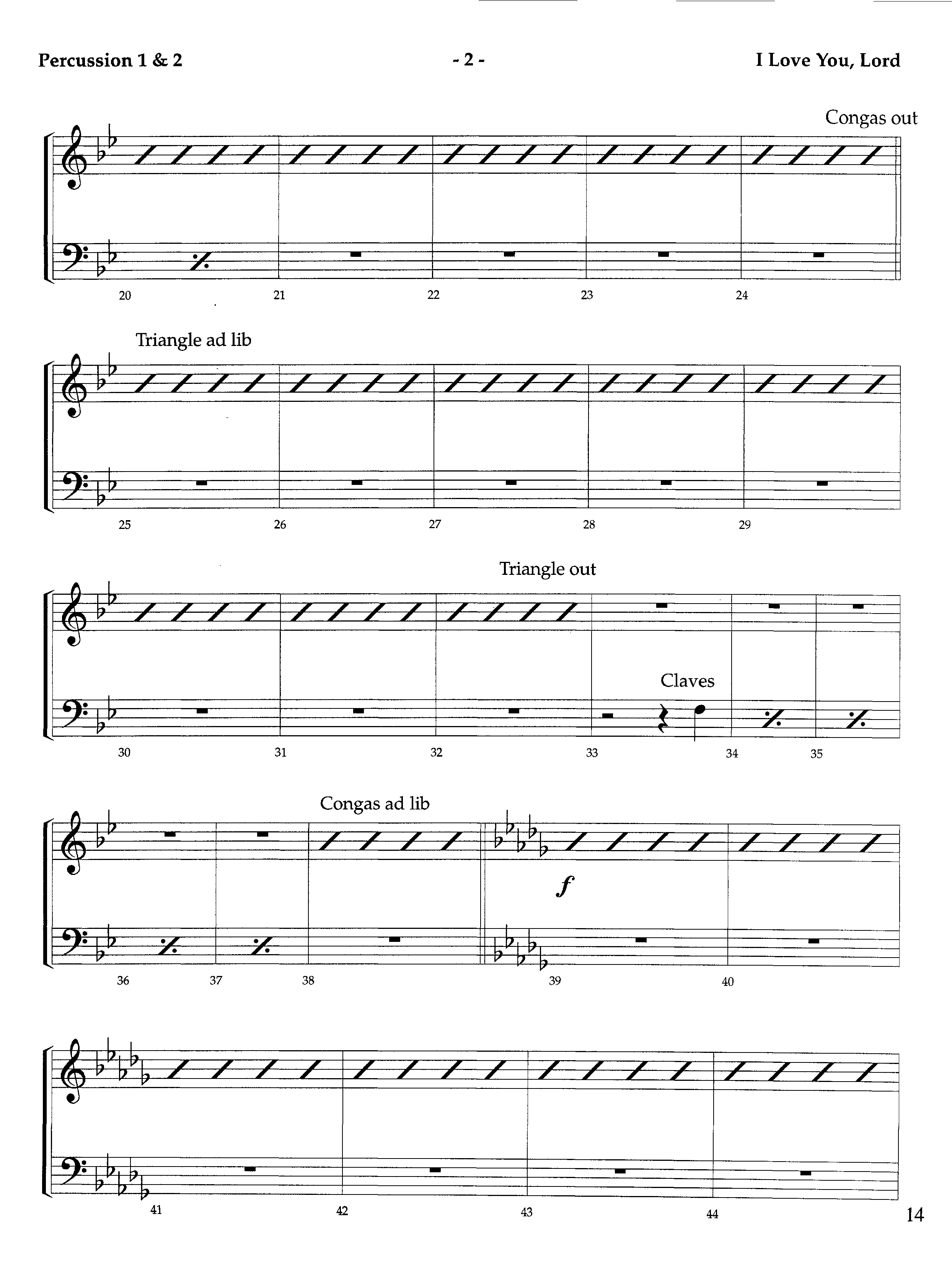 I Love You Lord (Instrumental) Percussion 1/2 (Lifeway Worship / Arr. Richard Kingsmore)