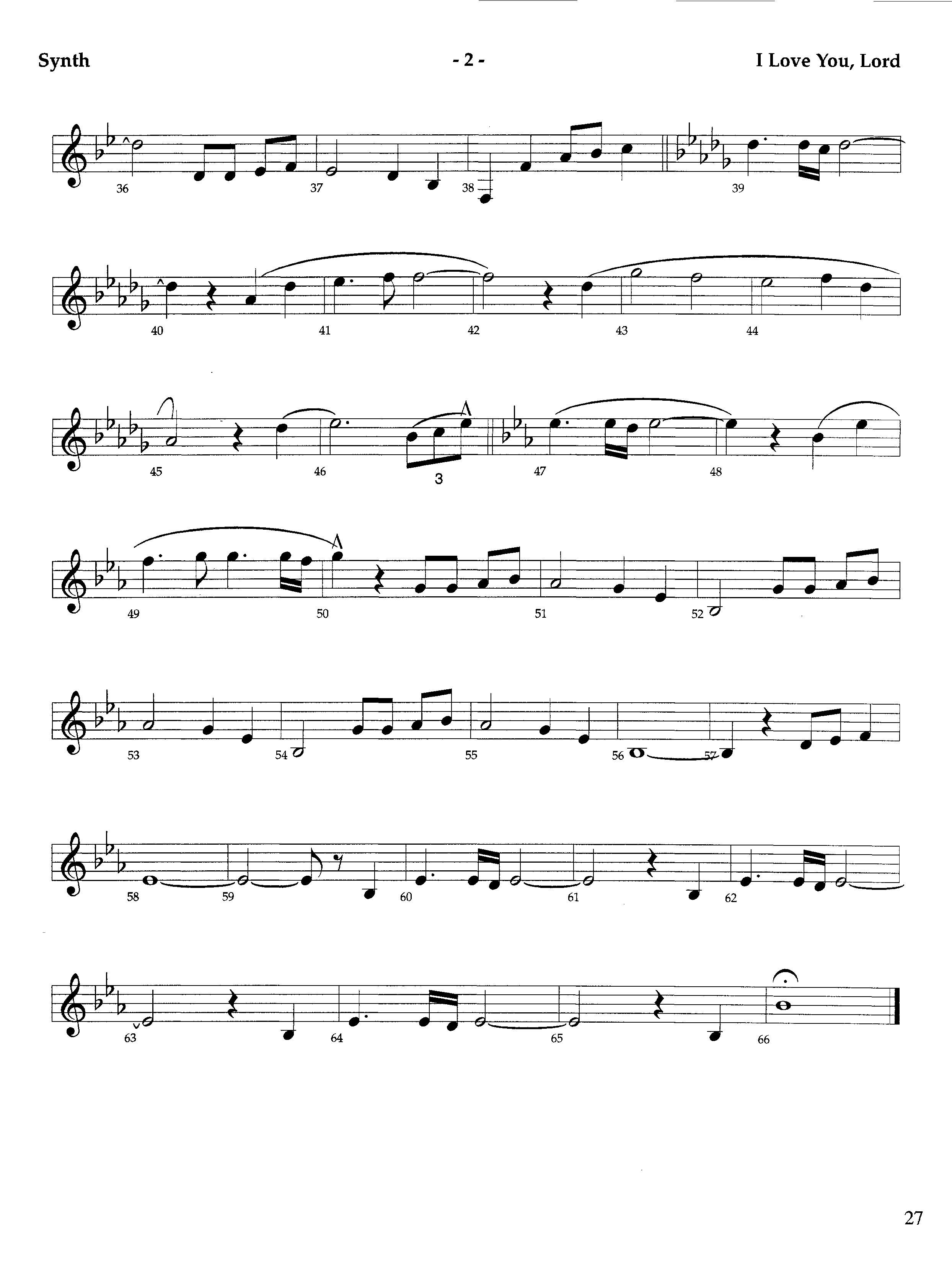 I Love You Lord (Instrumental) Synth (Lifeway Worship / Arr. Richard Kingsmore)