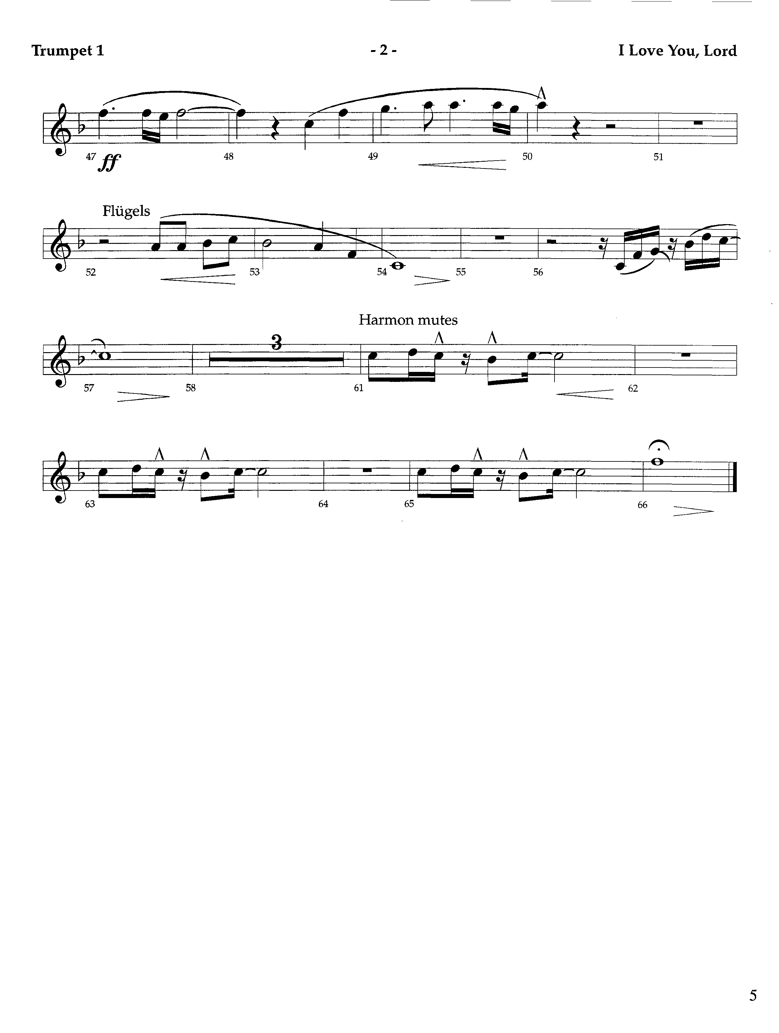 I Love You Lord (Instrumental) Trumpet 1 (Lifeway Worship / Arr. Richard Kingsmore)