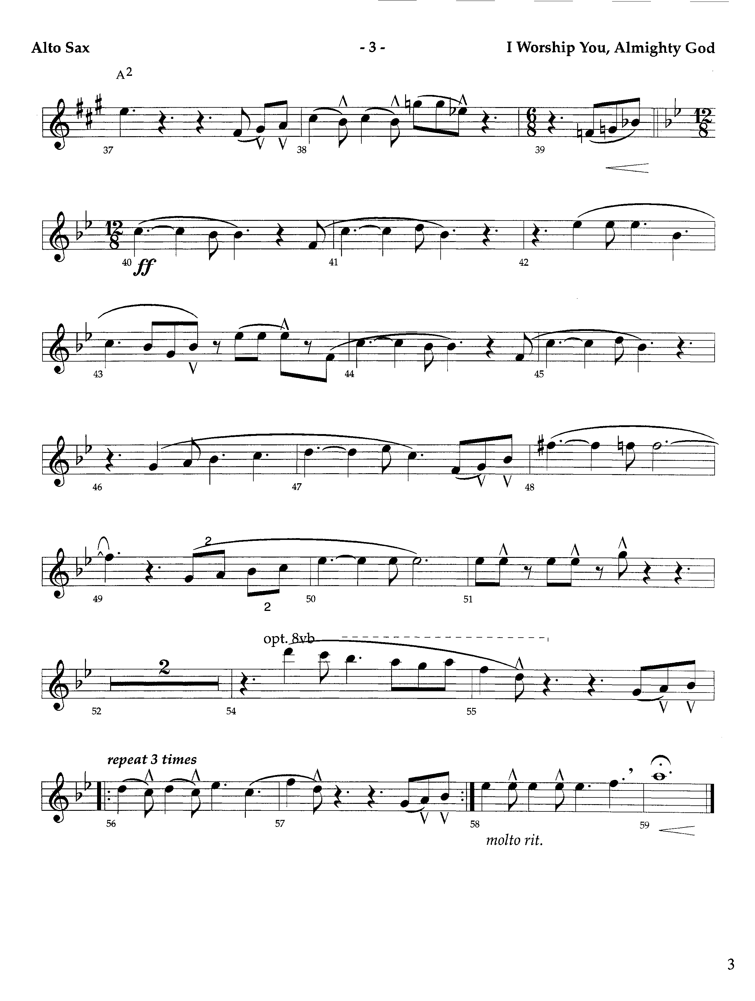 I Worship You Almighty God (Instrumental) Alto Sax (Lifeway Worship / Orch. Richard Kingsmore)