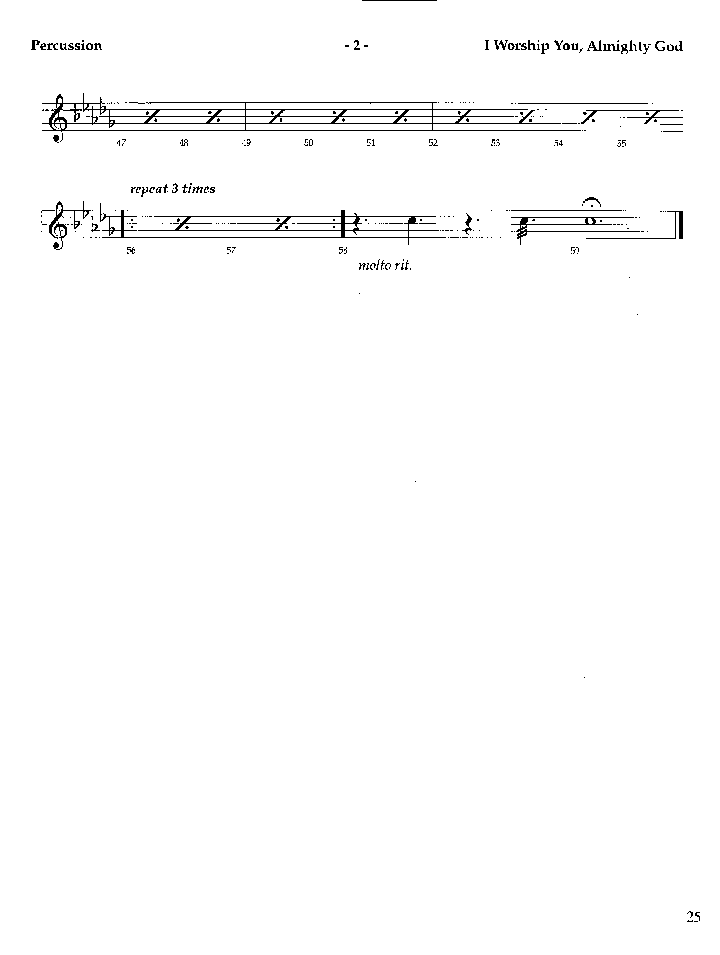 I Worship You Almighty God (Instrumental) Percussion (Lifeway Worship / Orch. Richard Kingsmore)