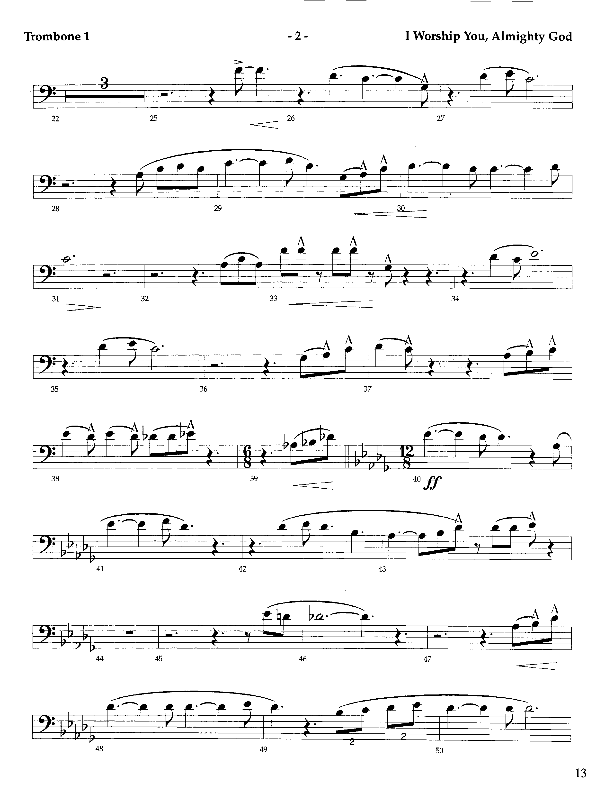 I Worship You Almighty God (Instrumental) Trombone 1 (Lifeway Worship / Orch. Richard Kingsmore)