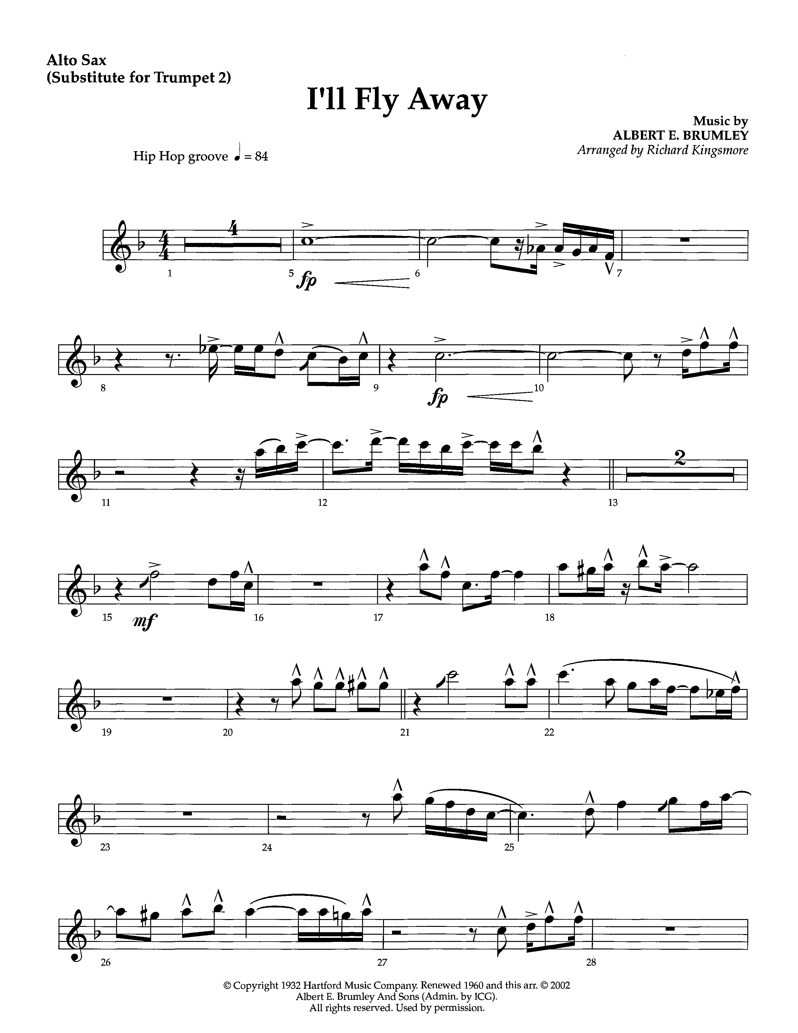 I'll Fly Away (Instrumental) Alto Sax (Lifeway Worship / Arr. Richard Kingsmore)