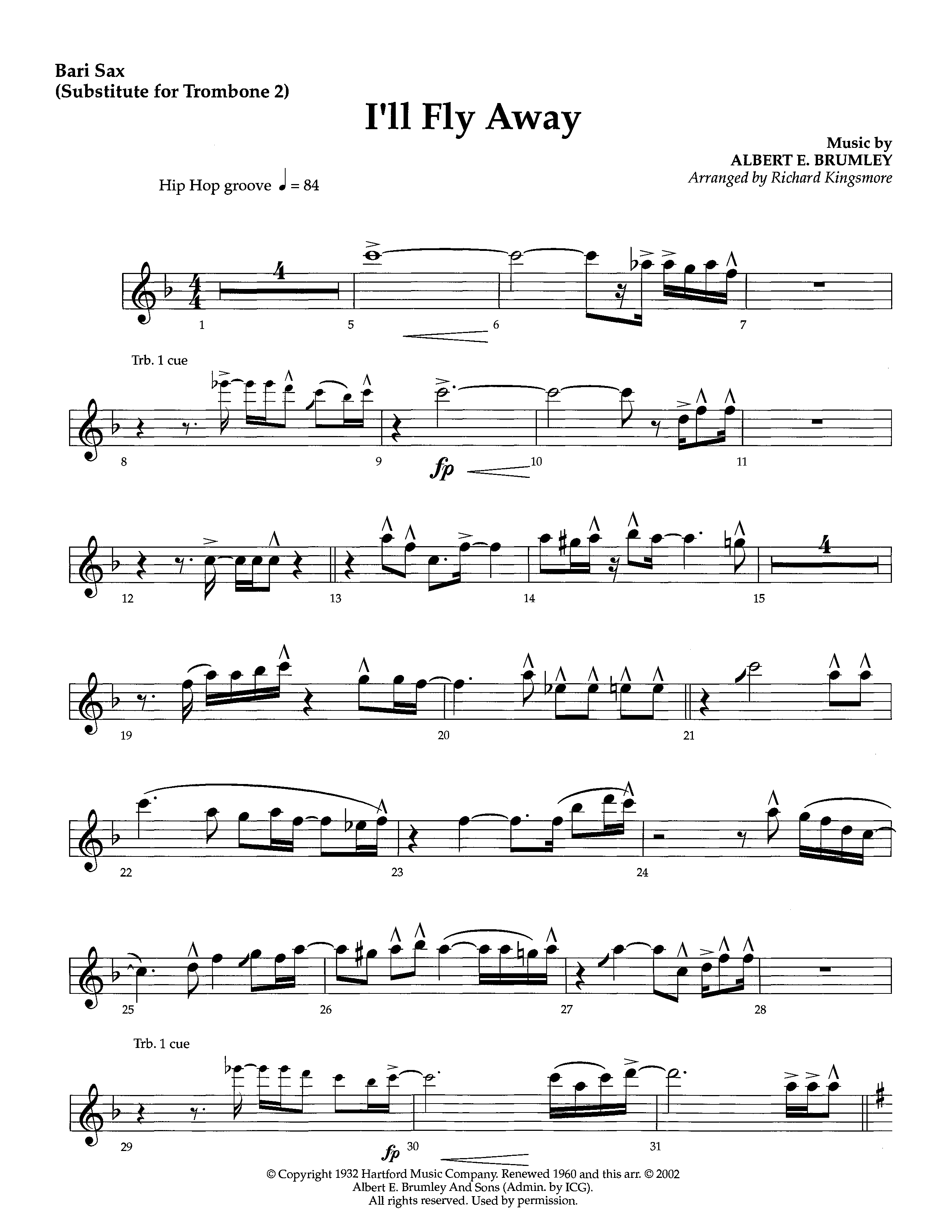 I'll Fly Away (Instrumental) Bari Sax (Lifeway Worship / Arr. Richard Kingsmore)