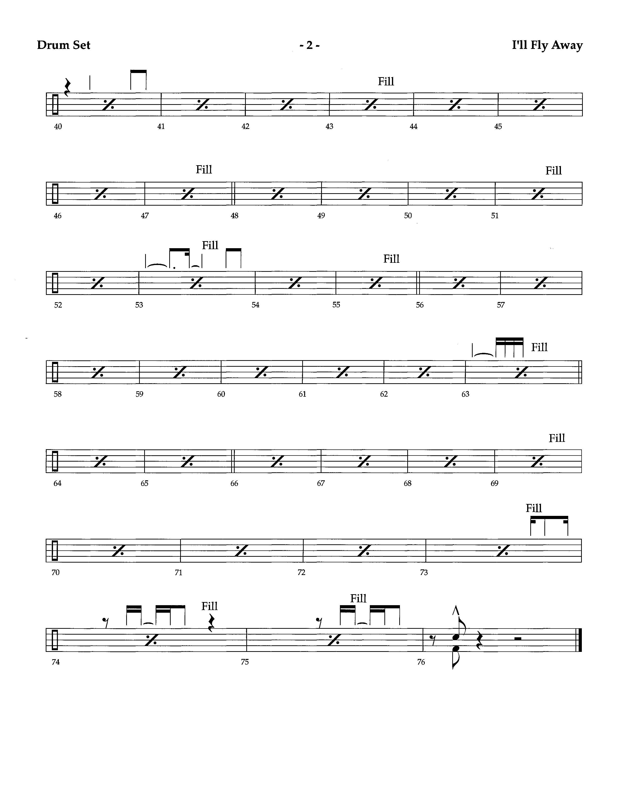 I'll Fly Away (Instrumental) Drum Set (Lifeway Worship / Arr. Richard Kingsmore)