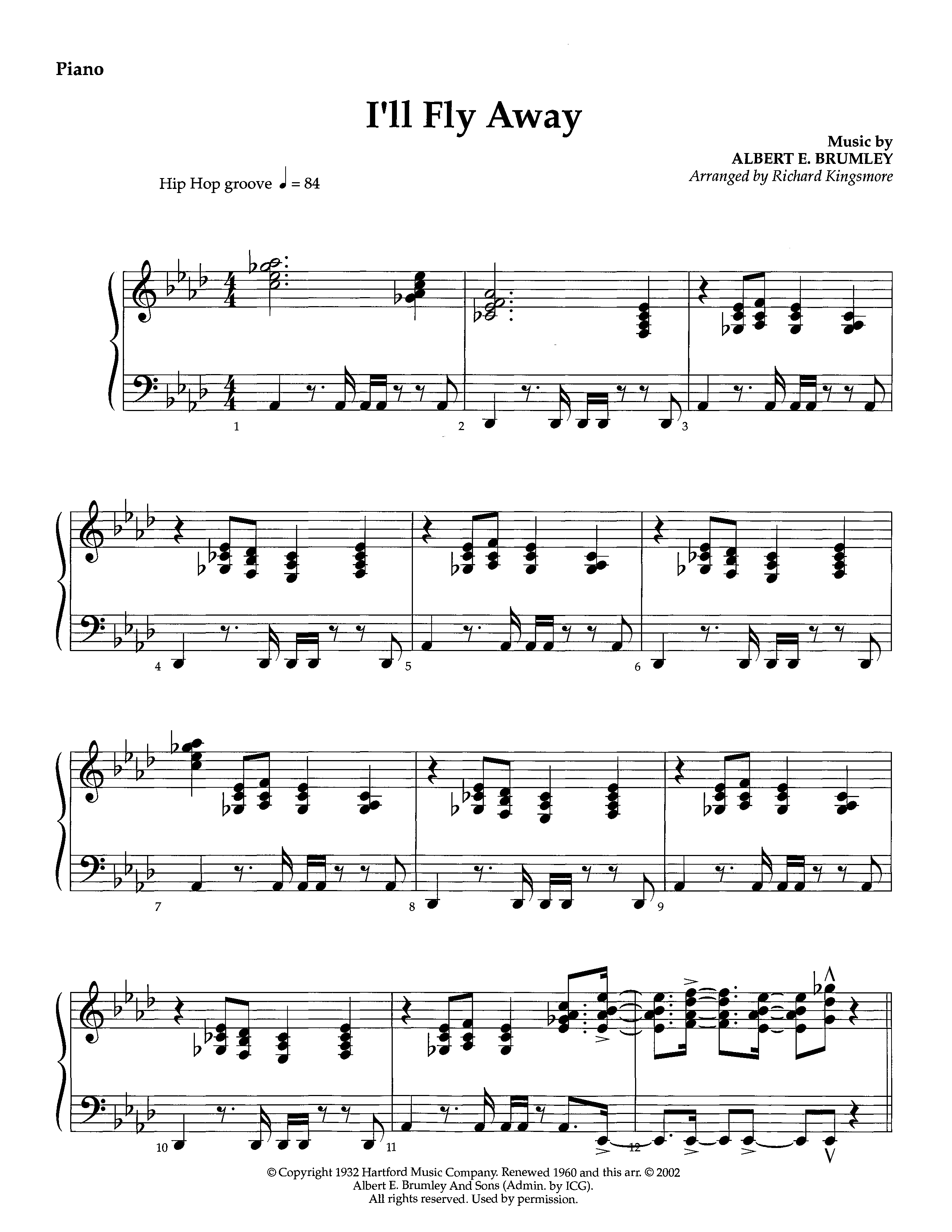 I'll Fly Away (Instrumental) Piano Sheet (Lifeway Worship / Arr. Richard Kingsmore)