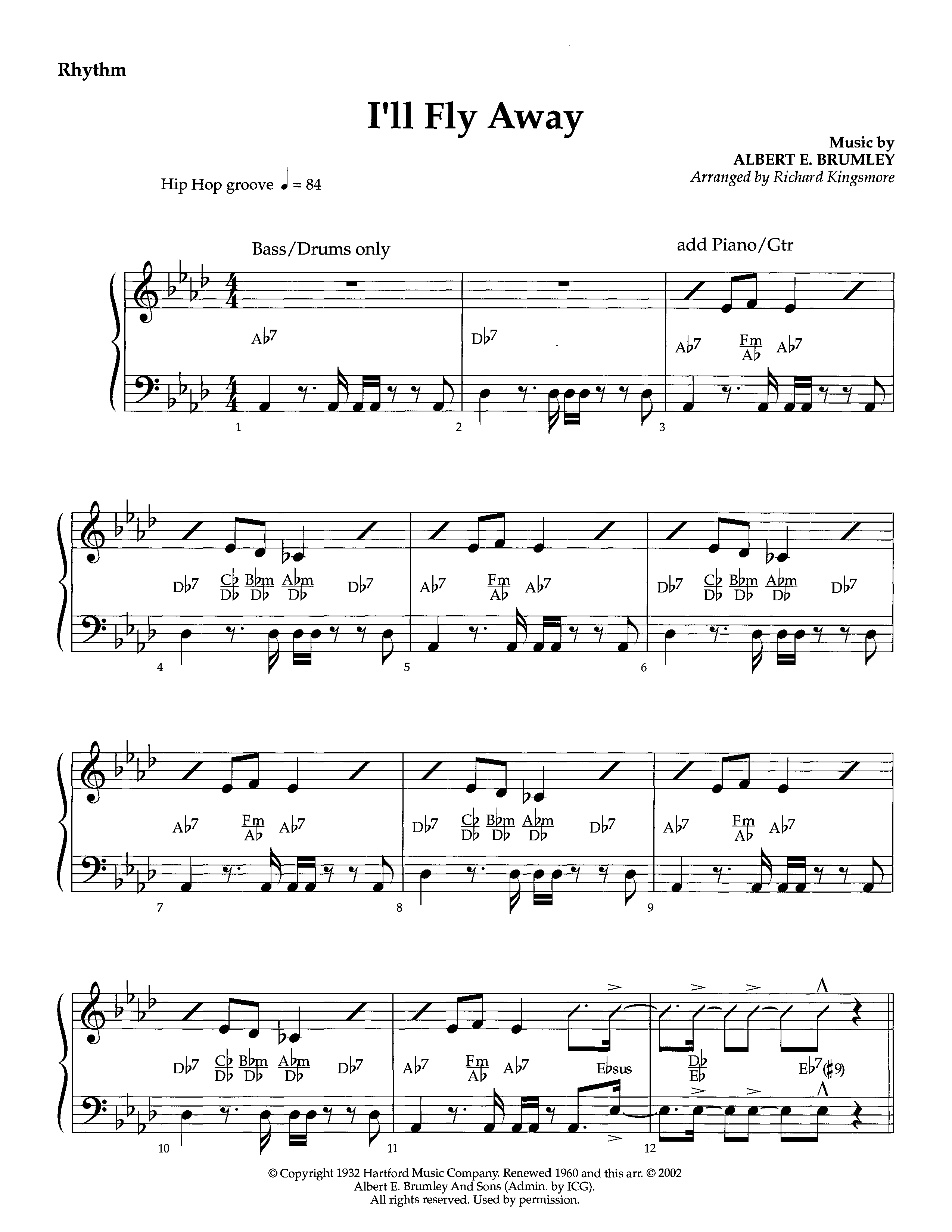 I'll Fly Away (Instrumental) Rhythm Chart (Lifeway Worship / Arr. Richard Kingsmore)