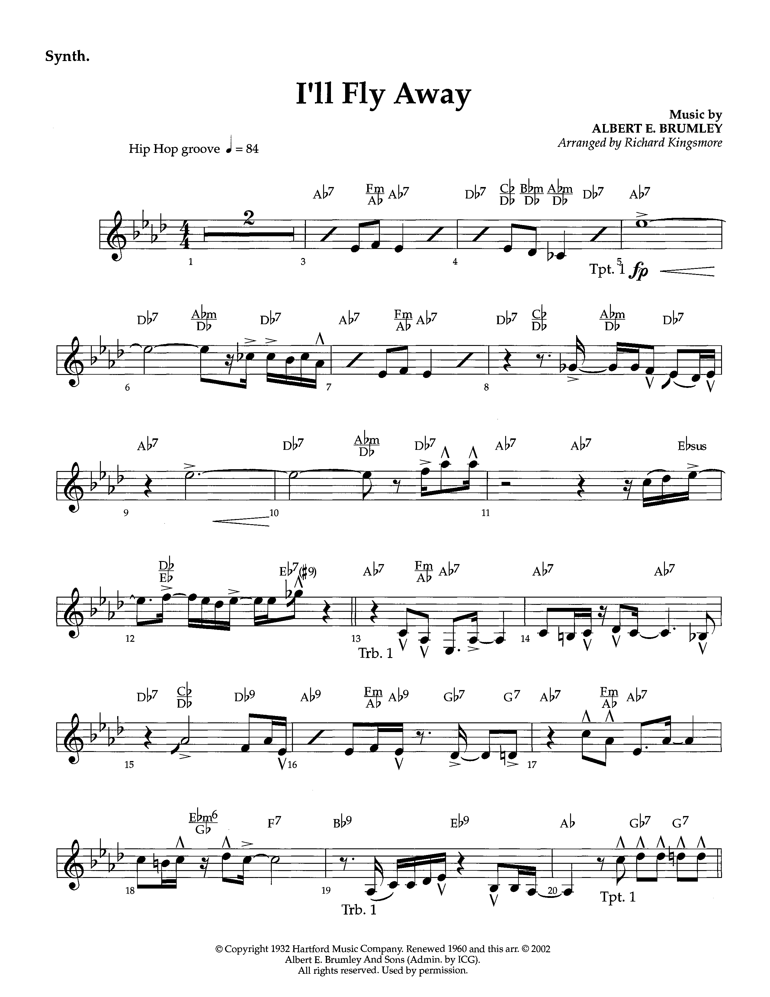 I'll Fly Away (Instrumental) Synth (Lifeway Worship / Arr. Richard Kingsmore)