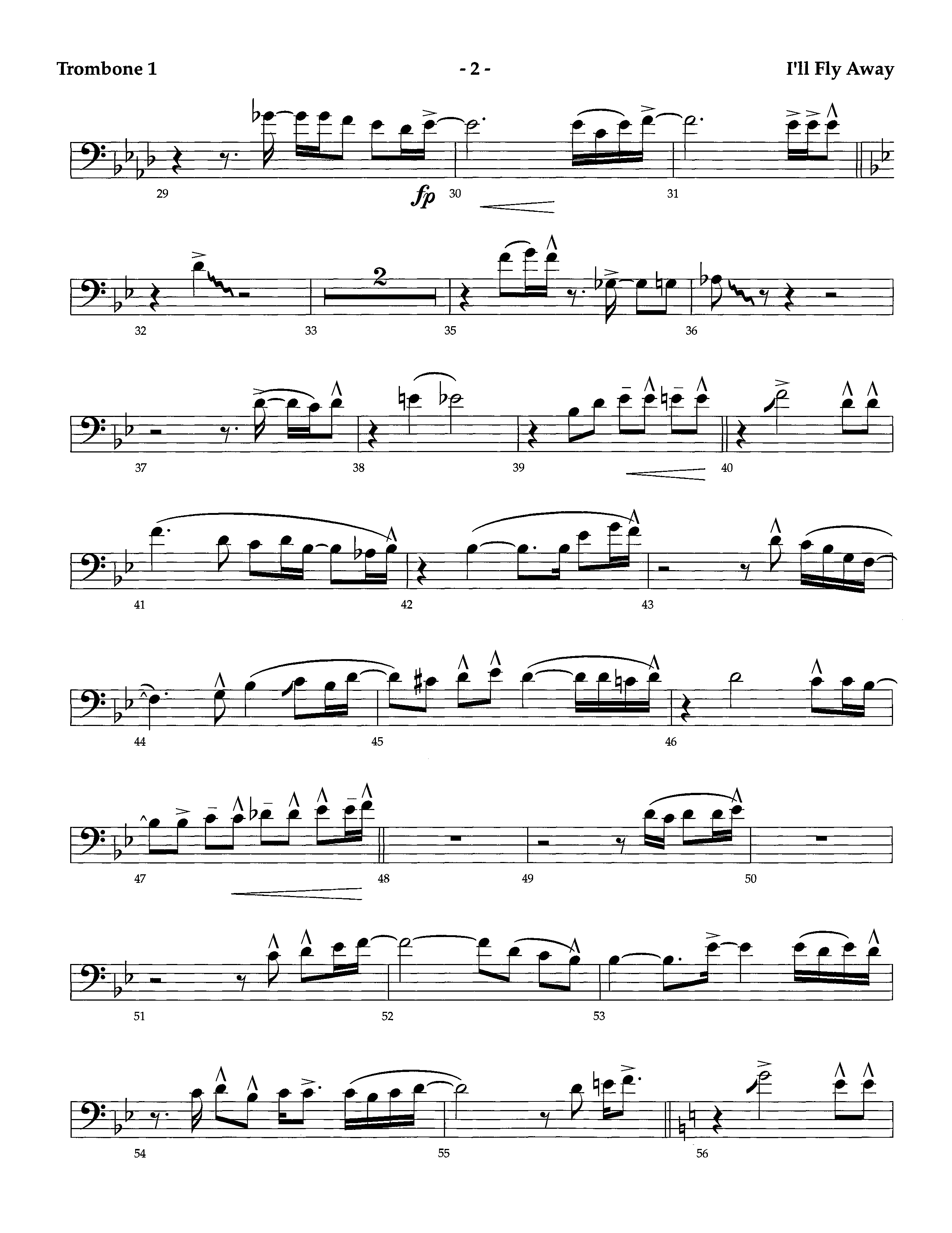 I'll Fly Away (Instrumental) Trombone 1 (Lifeway Worship / Arr. Richard Kingsmore)