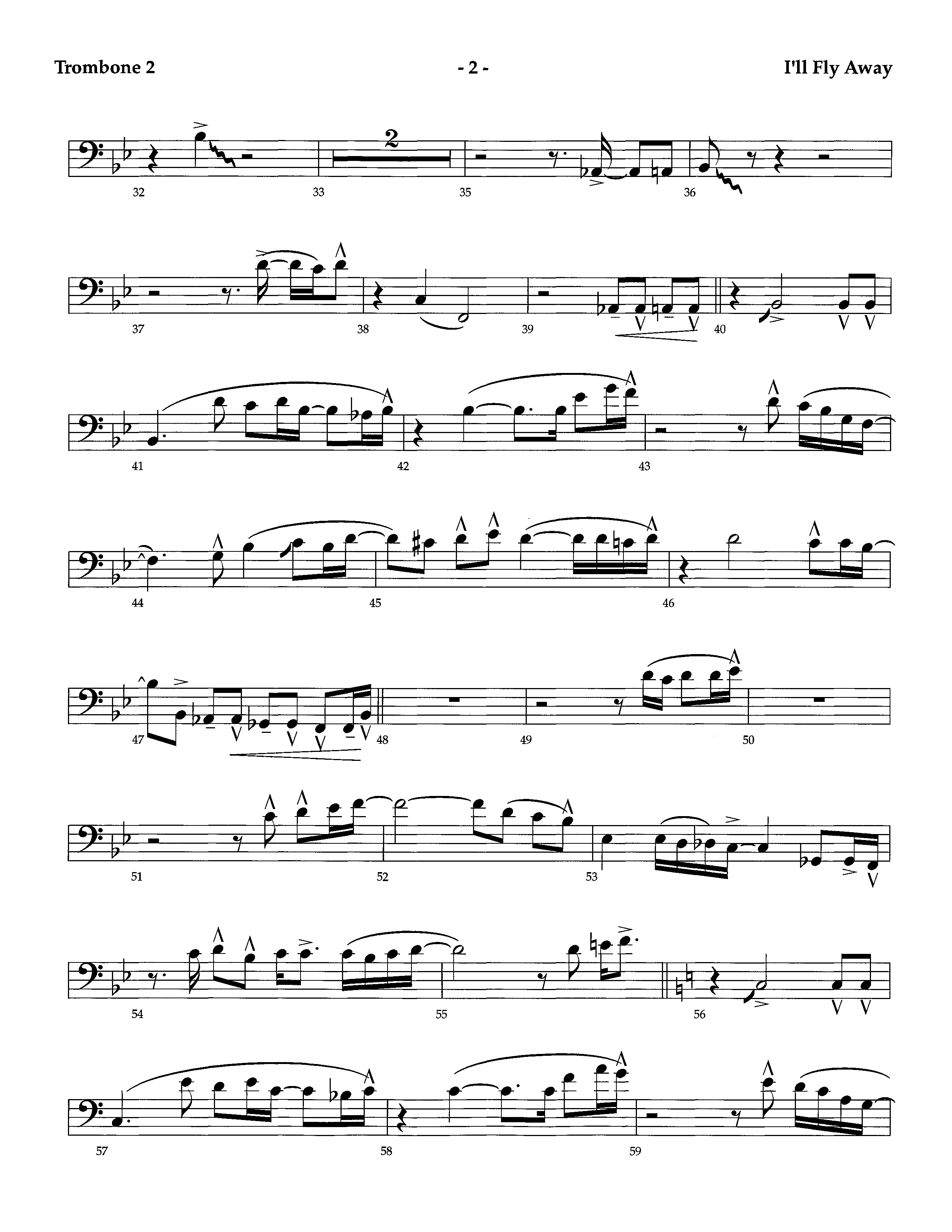 I'll Fly Away (Instrumental) Trombone 2 (Lifeway Worship / Arr. Richard Kingsmore)