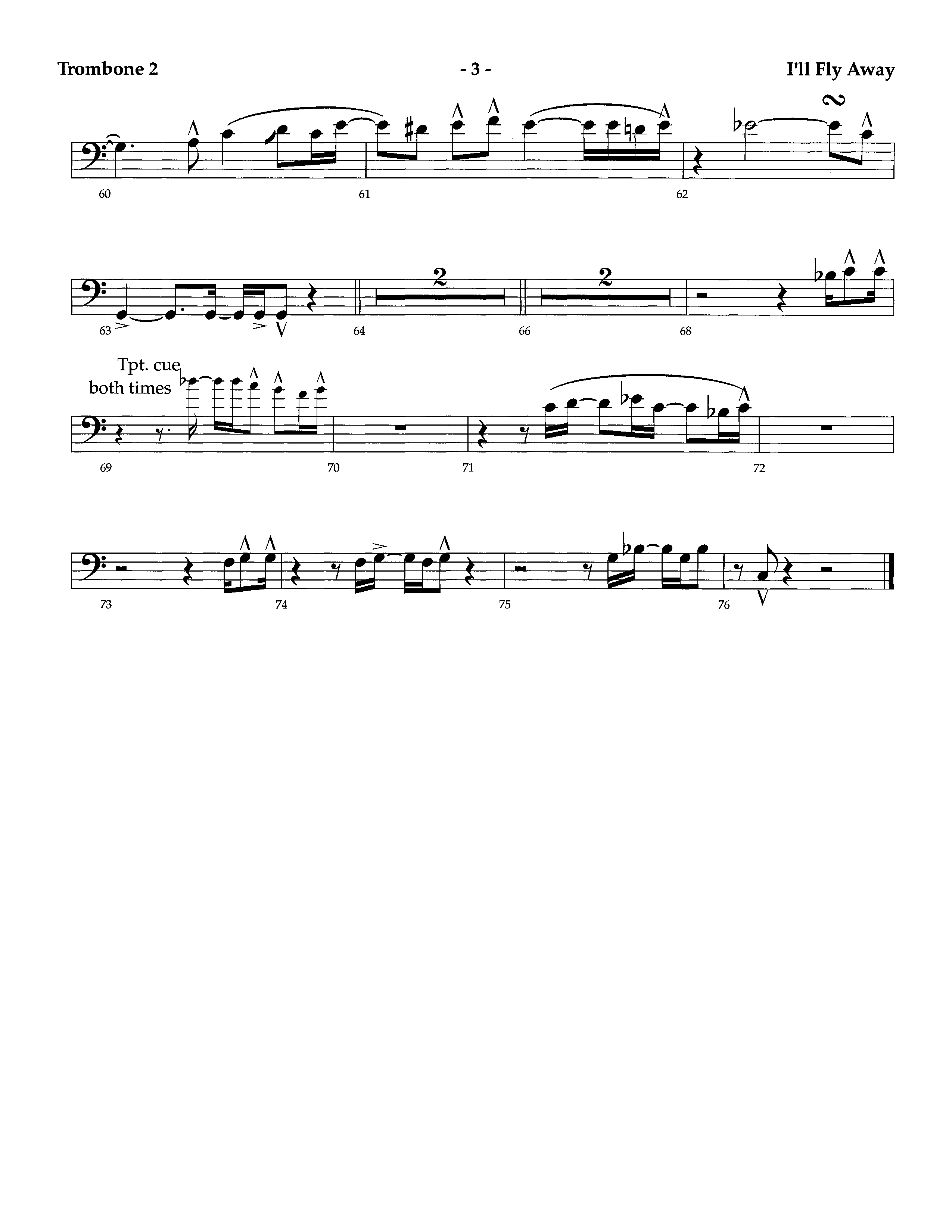 I'll Fly Away (Instrumental) Trombone 2 (Lifeway Worship / Arr. Richard Kingsmore)