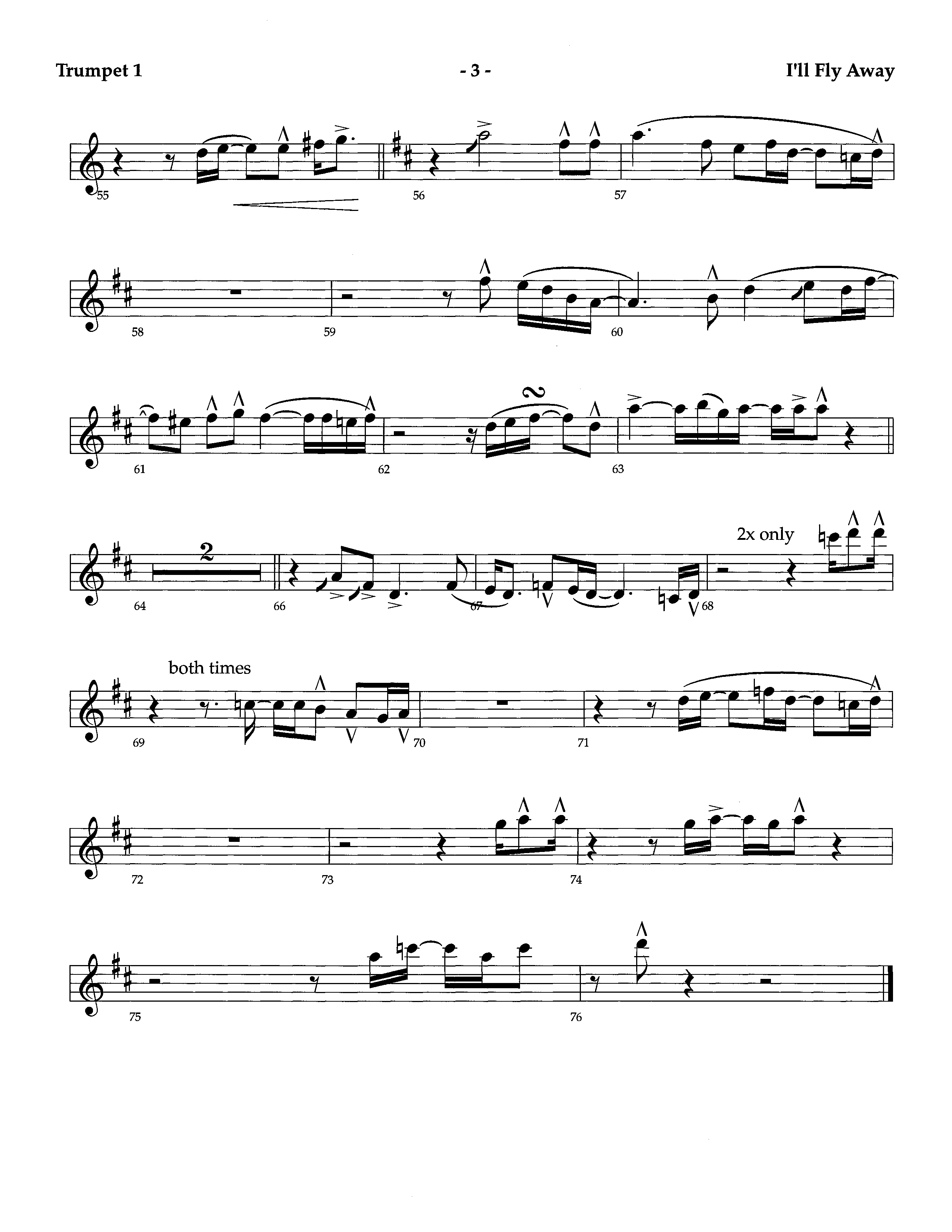 I'll Fly Away (Instrumental) Trumpet 1 (Lifeway Worship / Arr. Richard Kingsmore)