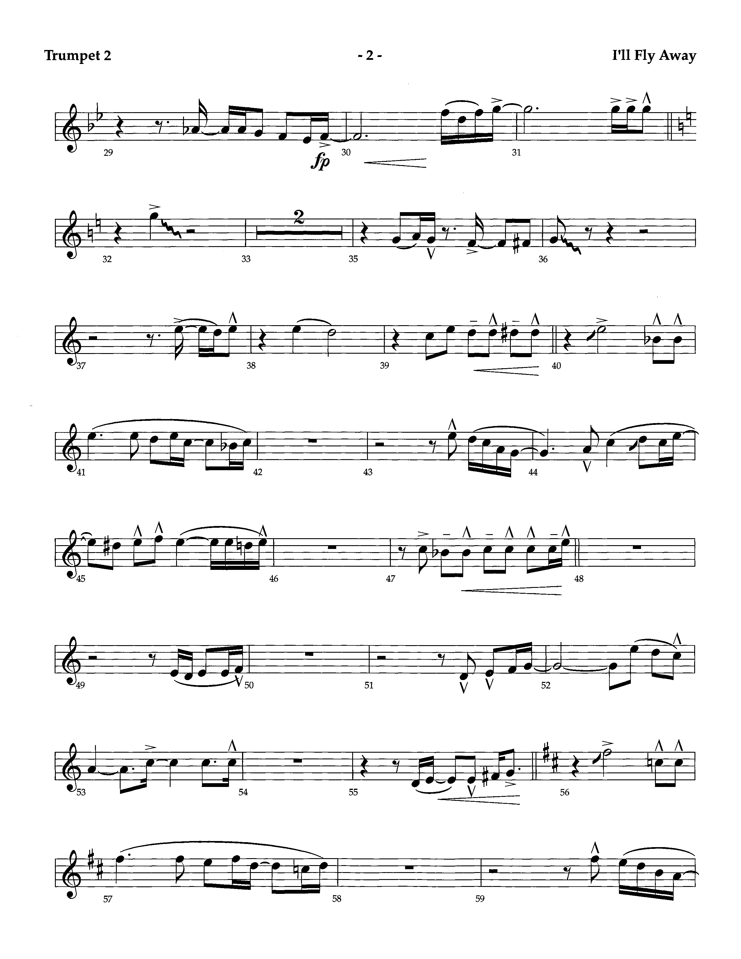 I'll Fly Away (Instrumental) Trumpet 2 (Lifeway Worship / Arr. Richard Kingsmore)