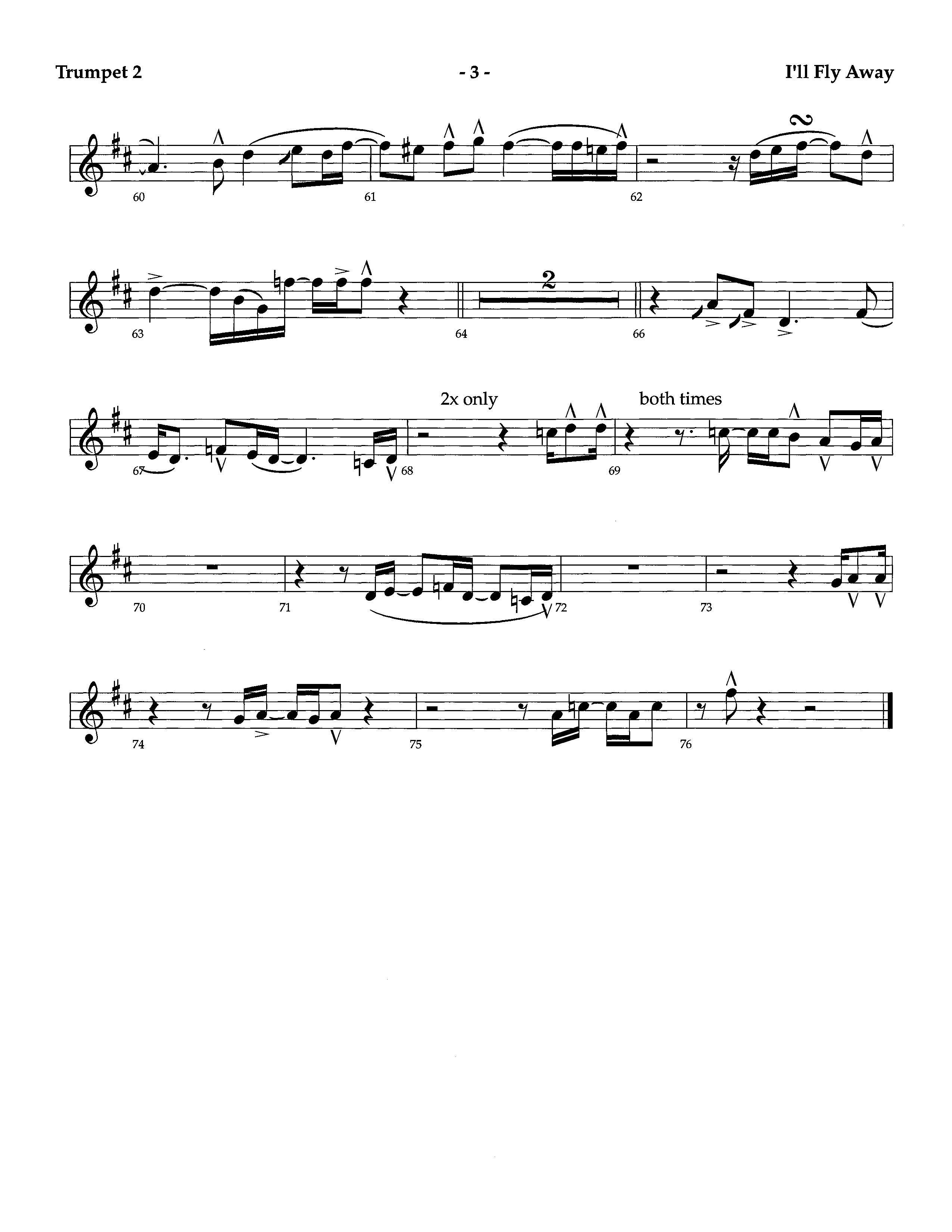 I'll Fly Away (Instrumental) Trumpet 2 (Lifeway Worship / Arr. Richard Kingsmore)