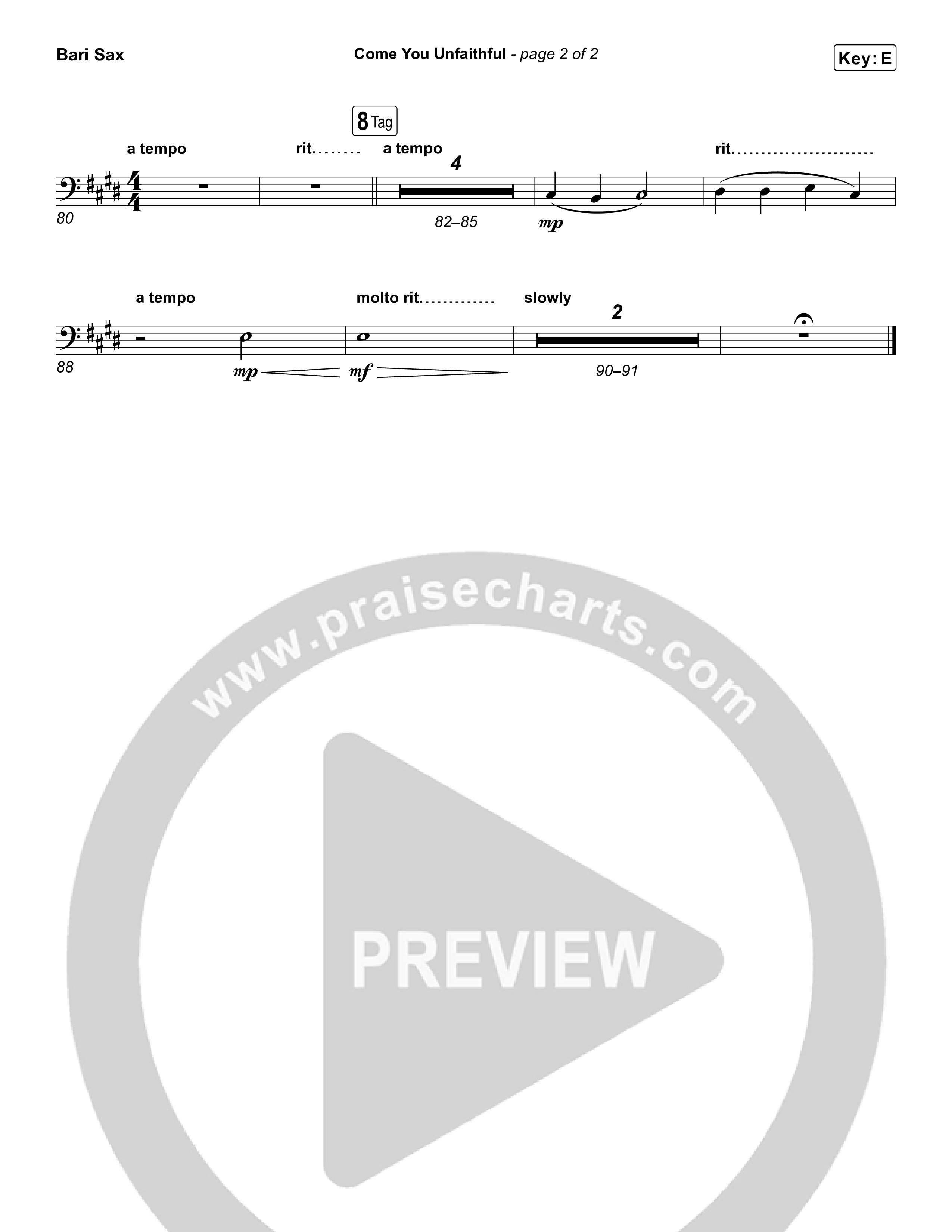 Come You Unfaithful Bari Sax (Michael Boggs)