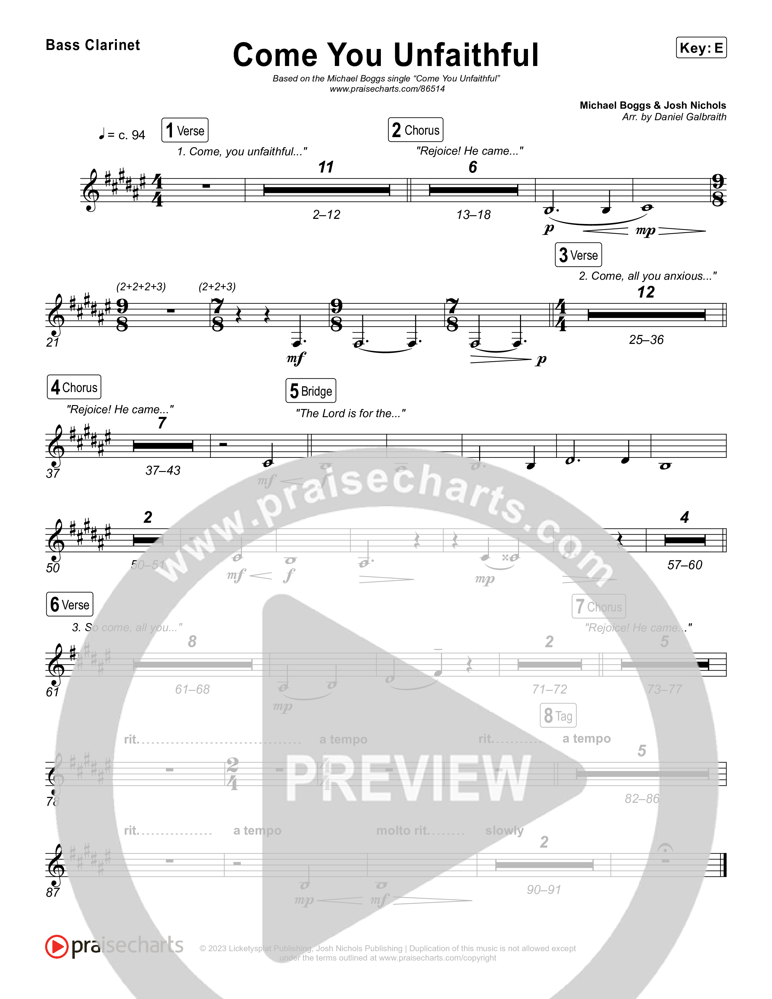 Come You Unfaithful Clarinet 1,2 (Michael Boggs)