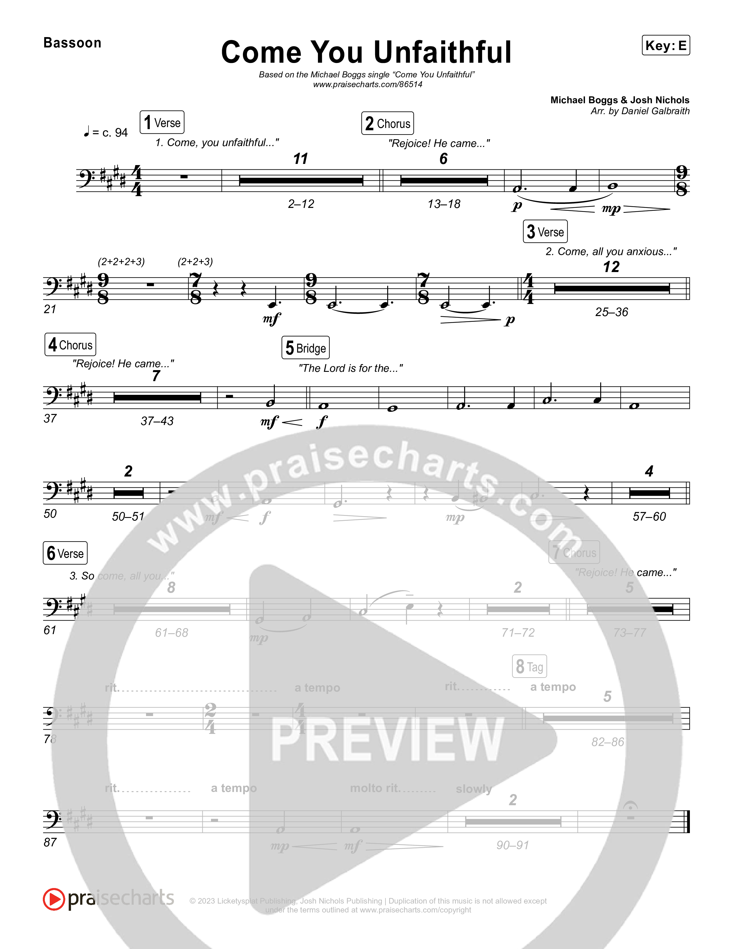 Come You Unfaithful Bassoon (Michael Boggs)