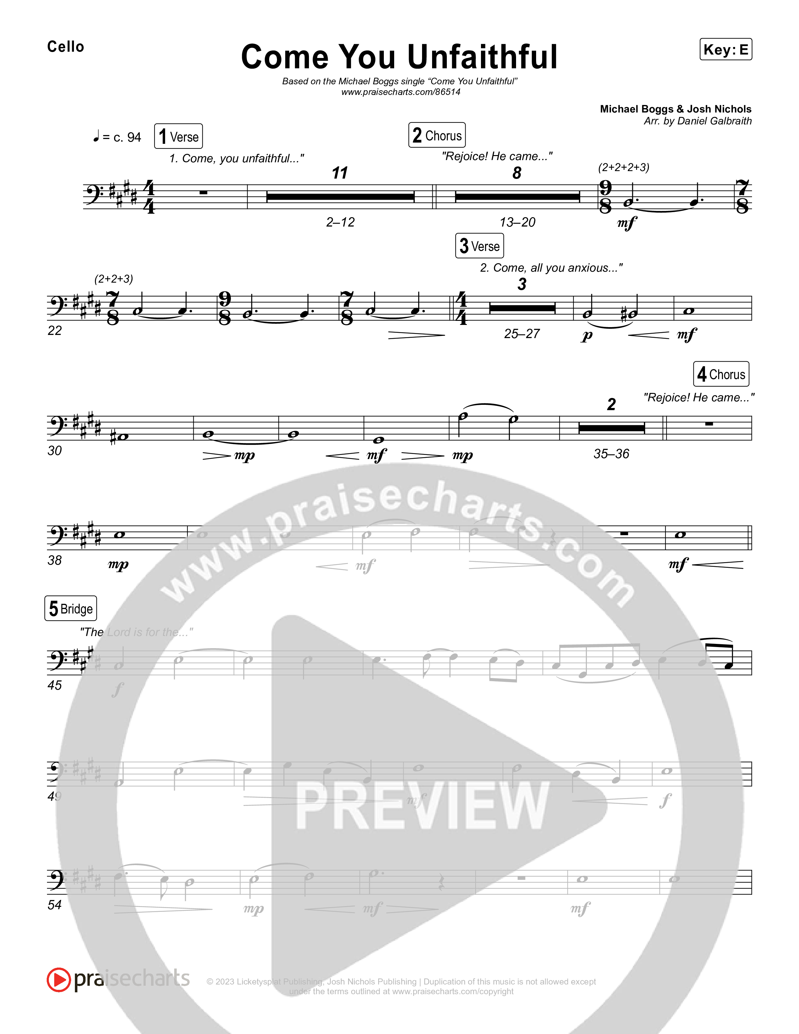 Come You Unfaithful Cello (Michael Boggs)