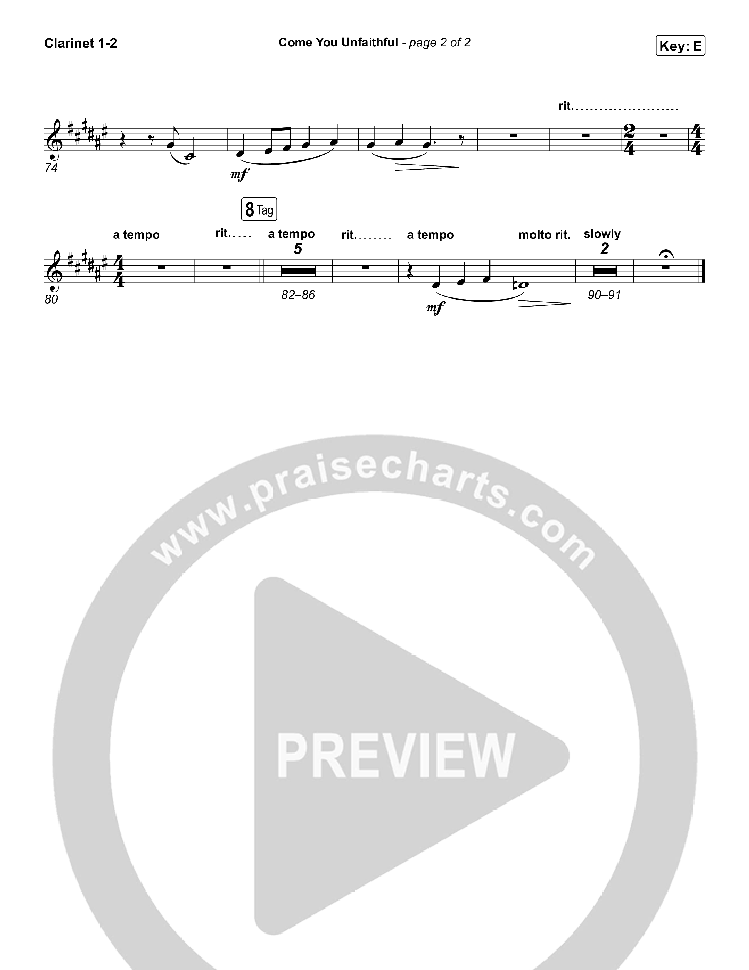 Come You Unfaithful Clarinet 1/2 (Michael Boggs)