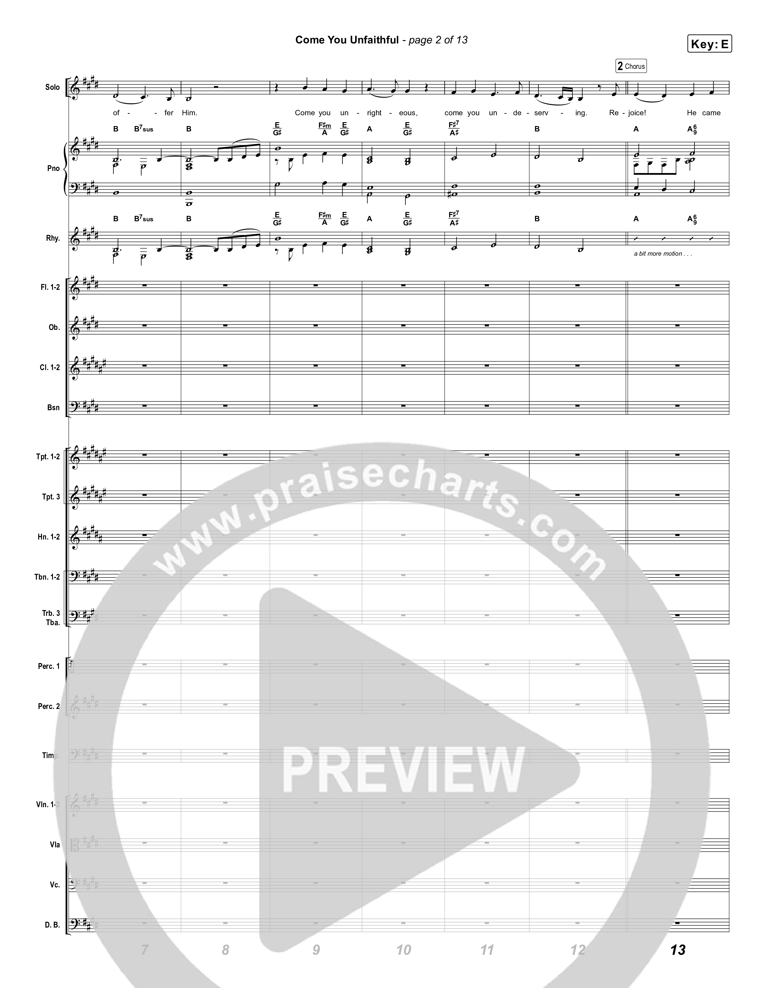 Come You Unfaithful Conductor's Score (Michael Boggs)