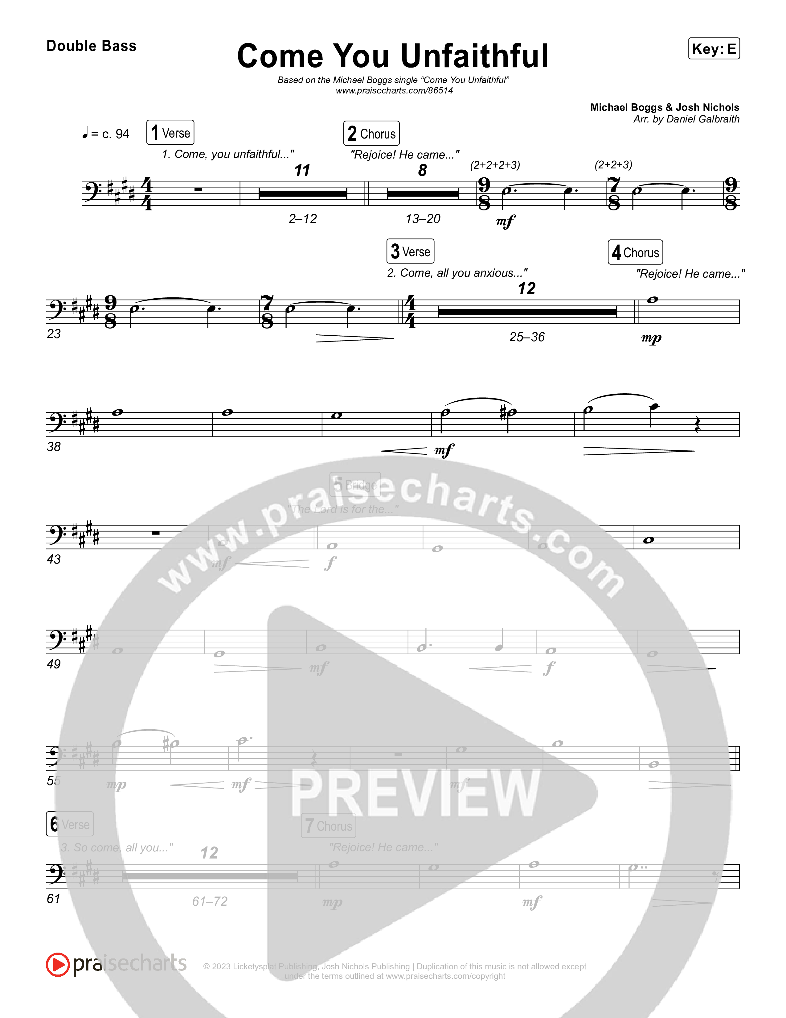 Come You Unfaithful String Bass (Michael Boggs)