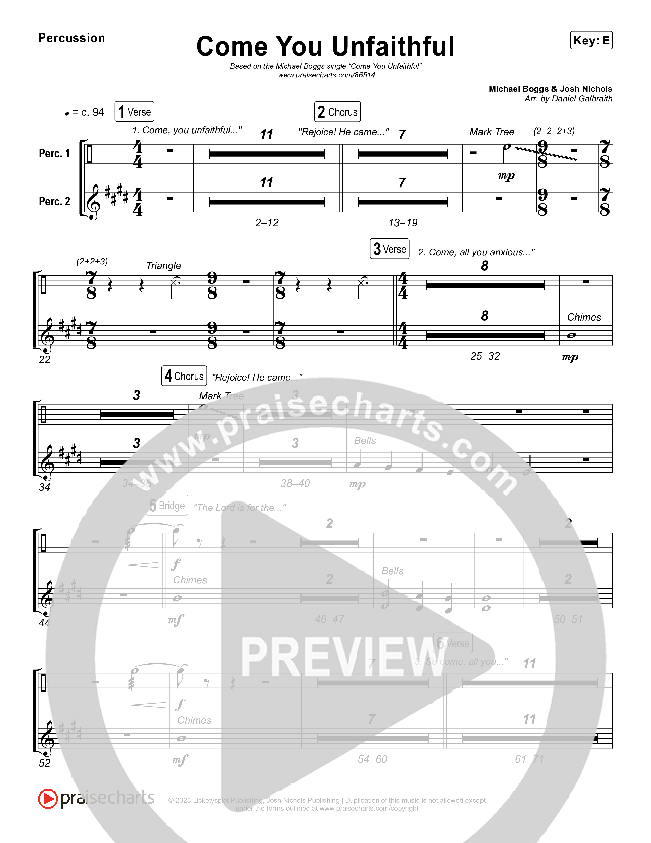 Come You Unfaithful Percussion (Michael Boggs)