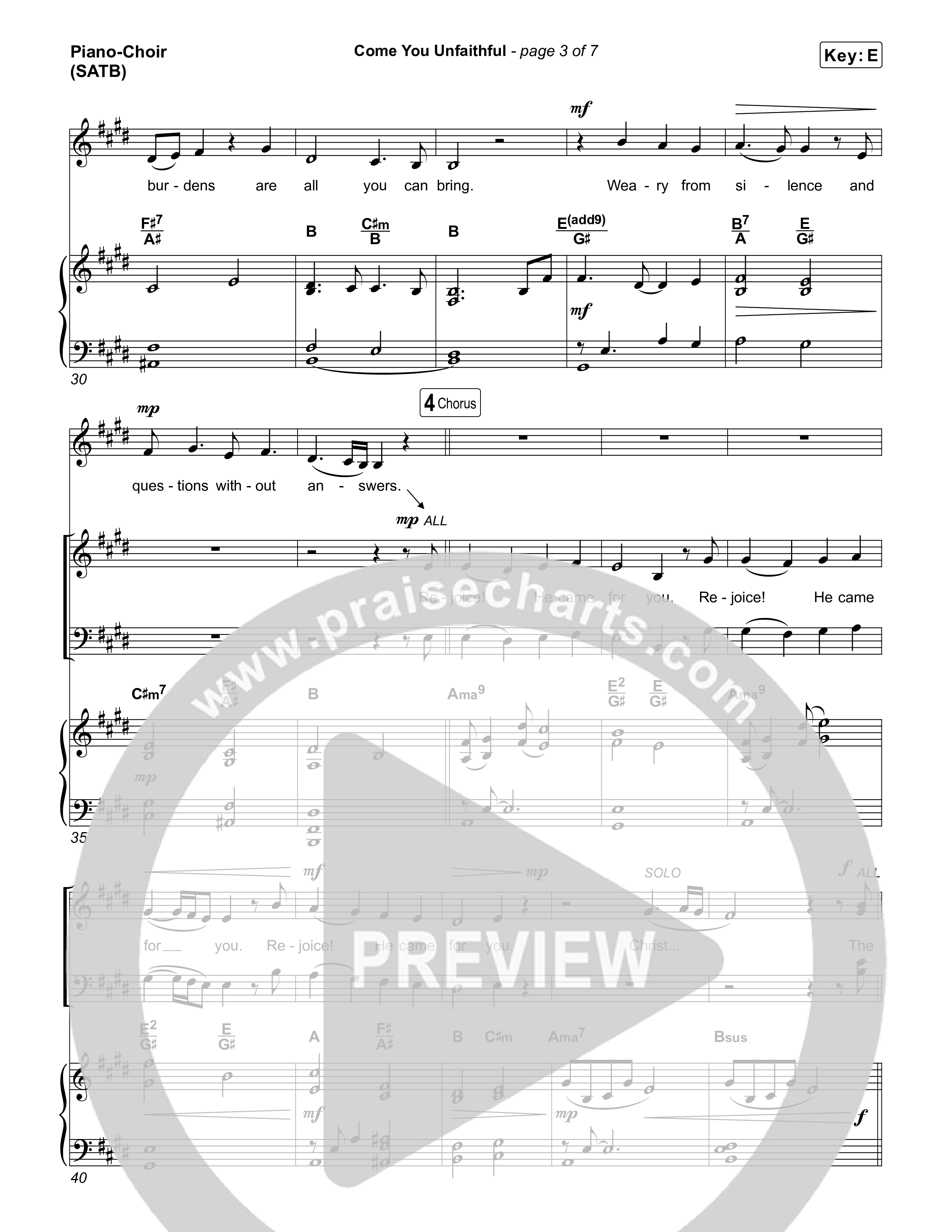 Come You Unfaithful Piano/Vocal Pack (Michael Boggs)