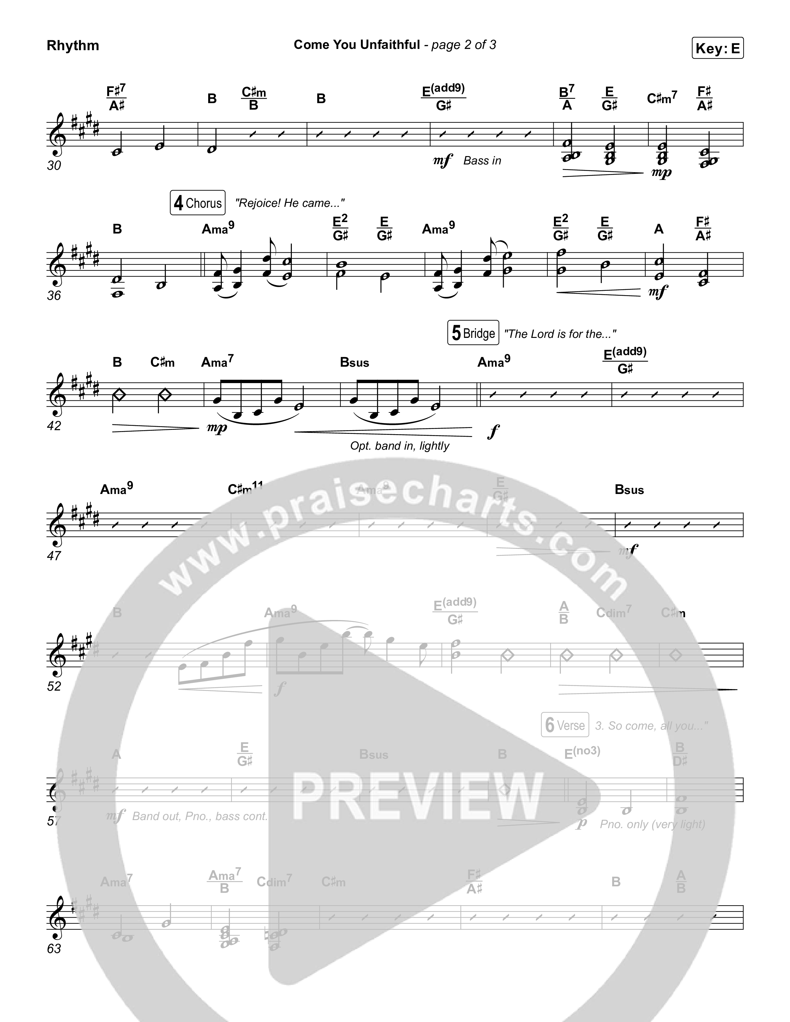 Come You Unfaithful Rhythm Chart (Michael Boggs)