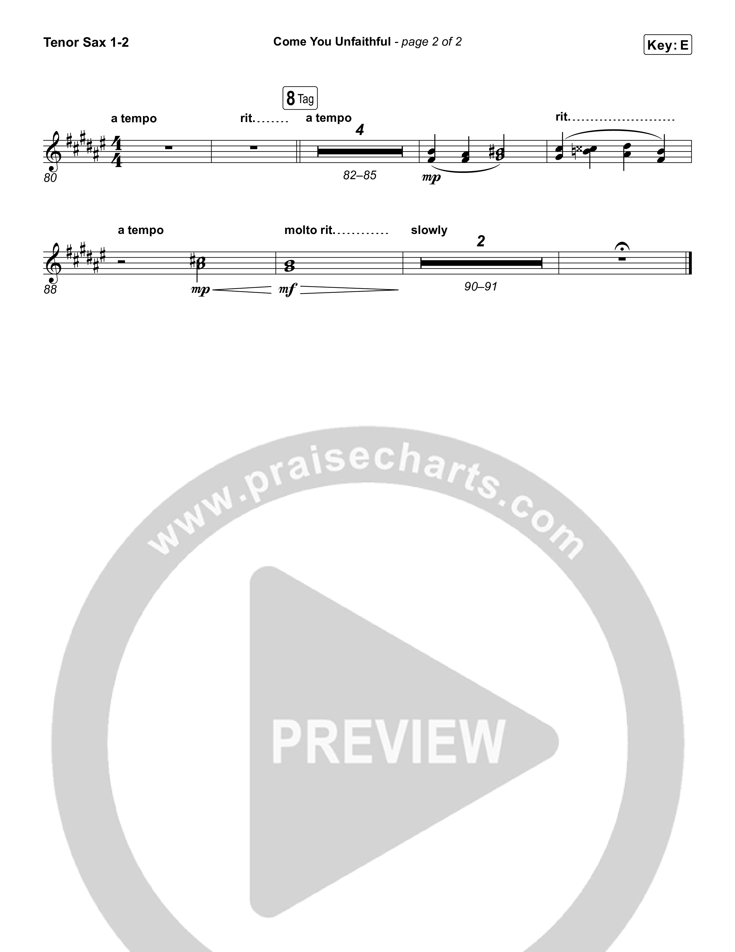 Come You Unfaithful Tenor Sax 1,2 (Michael Boggs)