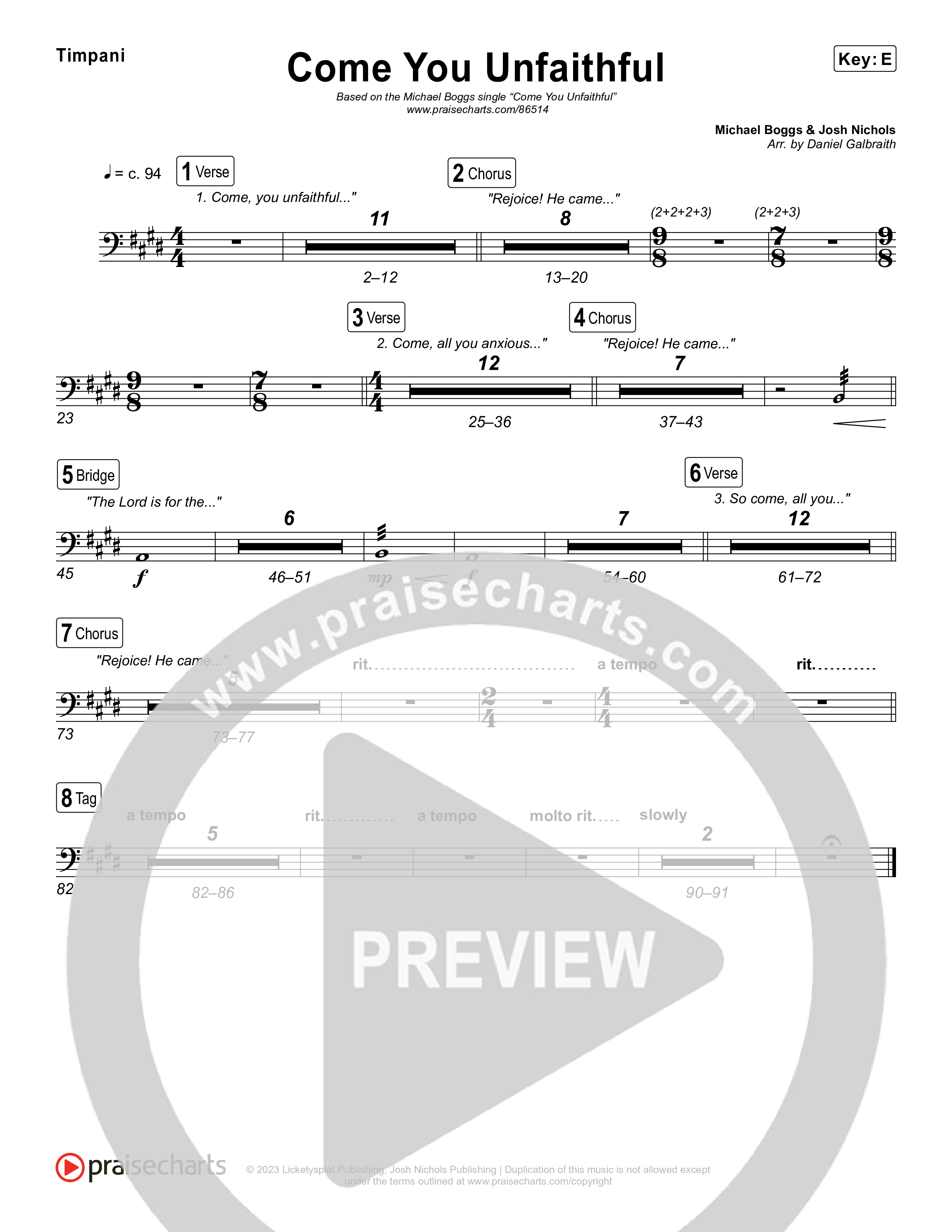 Come You Unfaithful Timpani (Michael Boggs)
