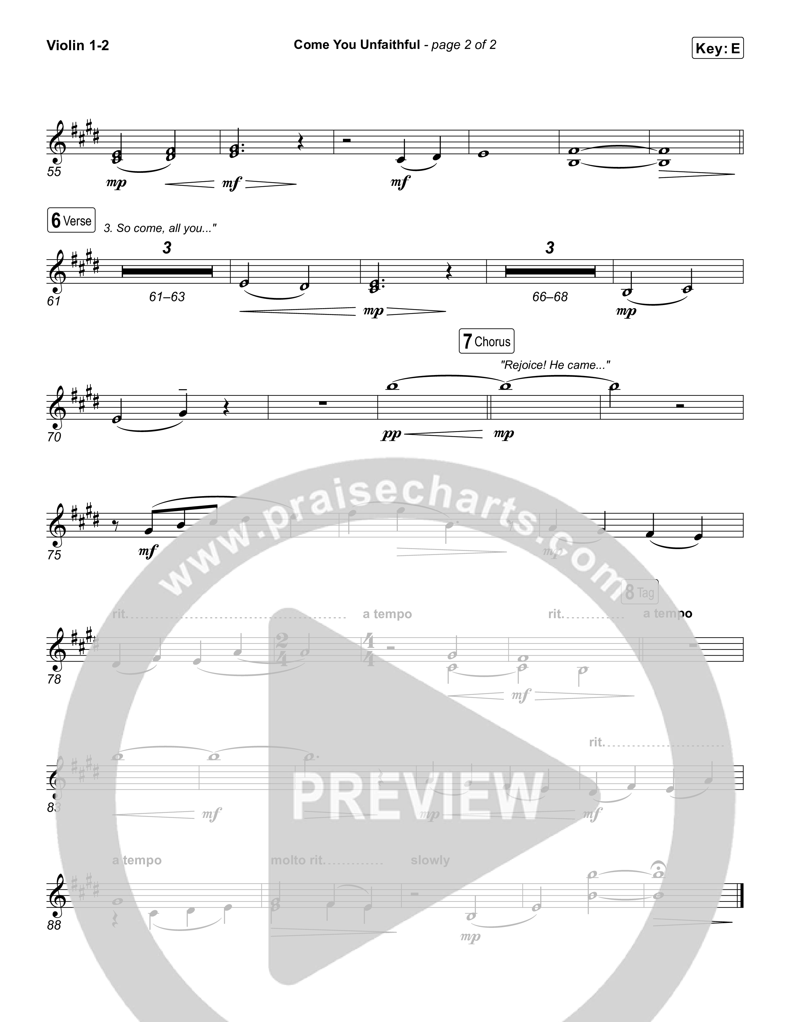 Come You Unfaithful Violin 1,2 (Michael Boggs)